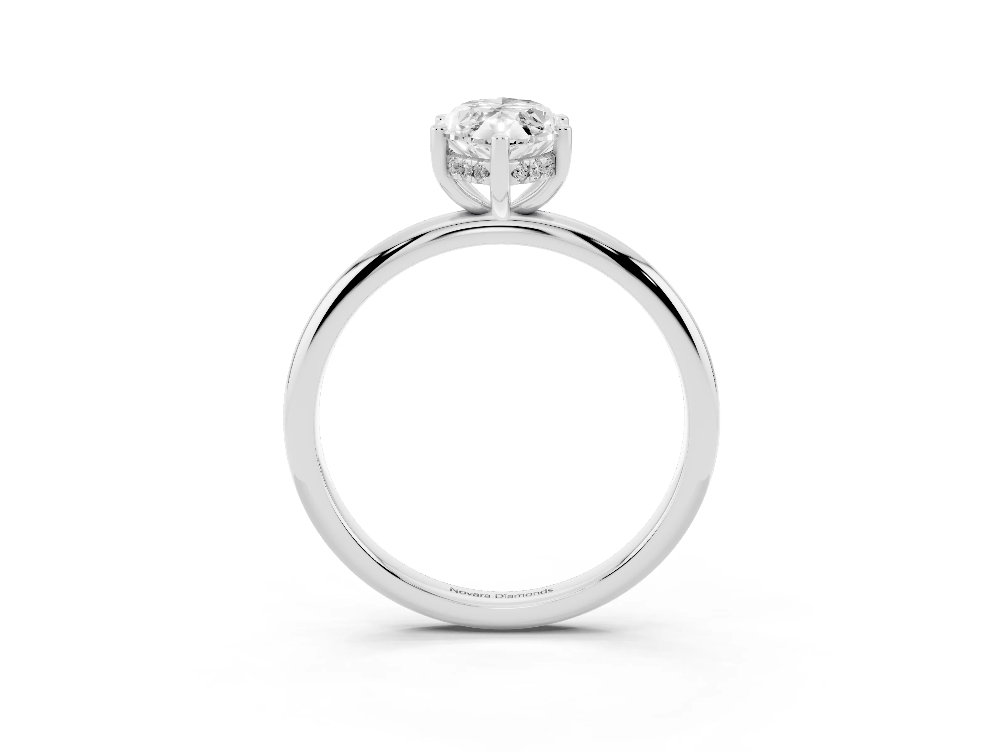 Marquise Cut Diamond Solitaire Engagement Ring Set in Silver with Prong Setting and Polished Band