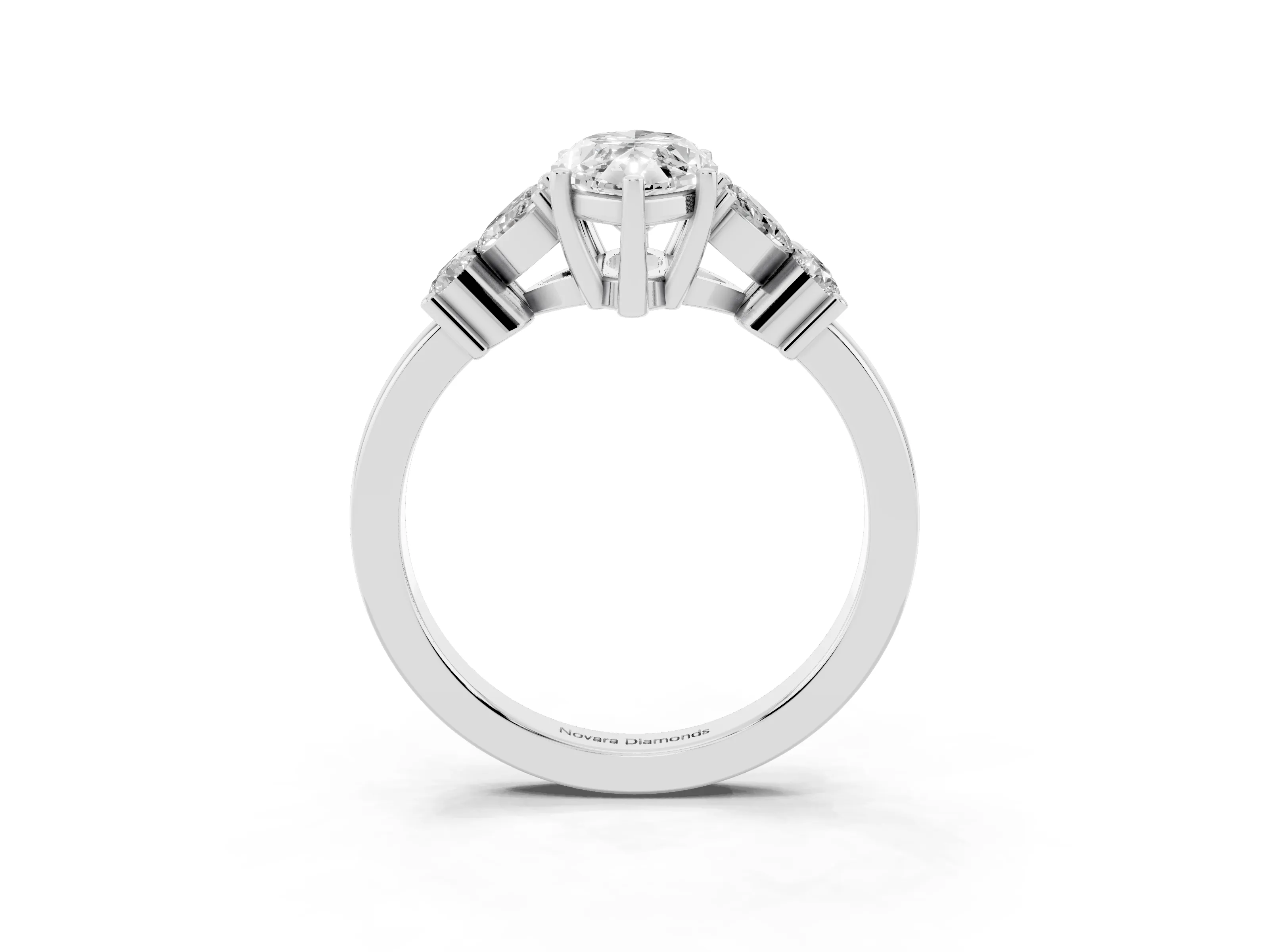 Marquise Cut Diamond Floral Cluster Ring Set in Silver with Marquise Petals and Prong Setting