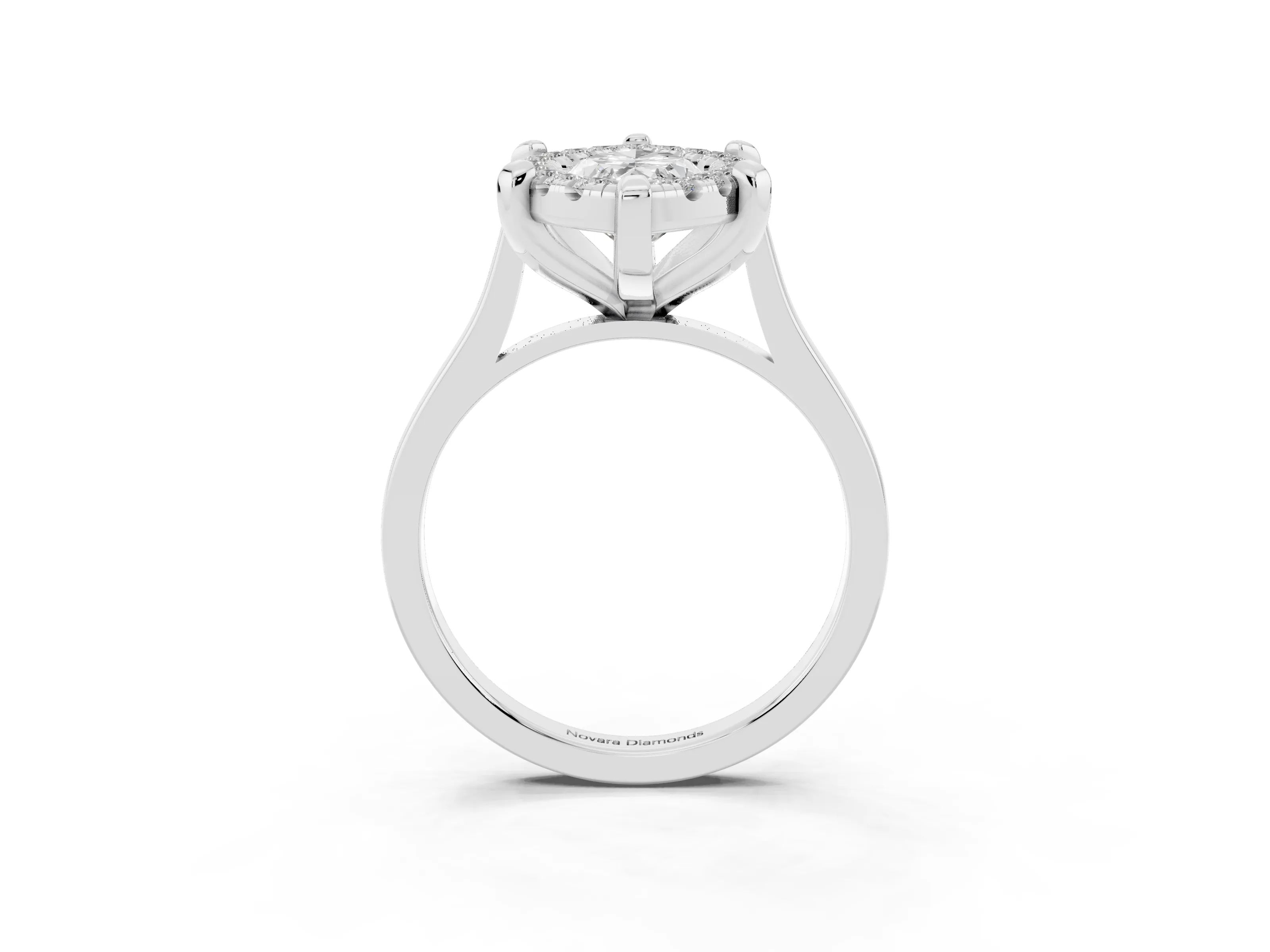 Marquise Cut Diamond Cluster Halo Solitaire Ring Set in Platinum with Prong Setting