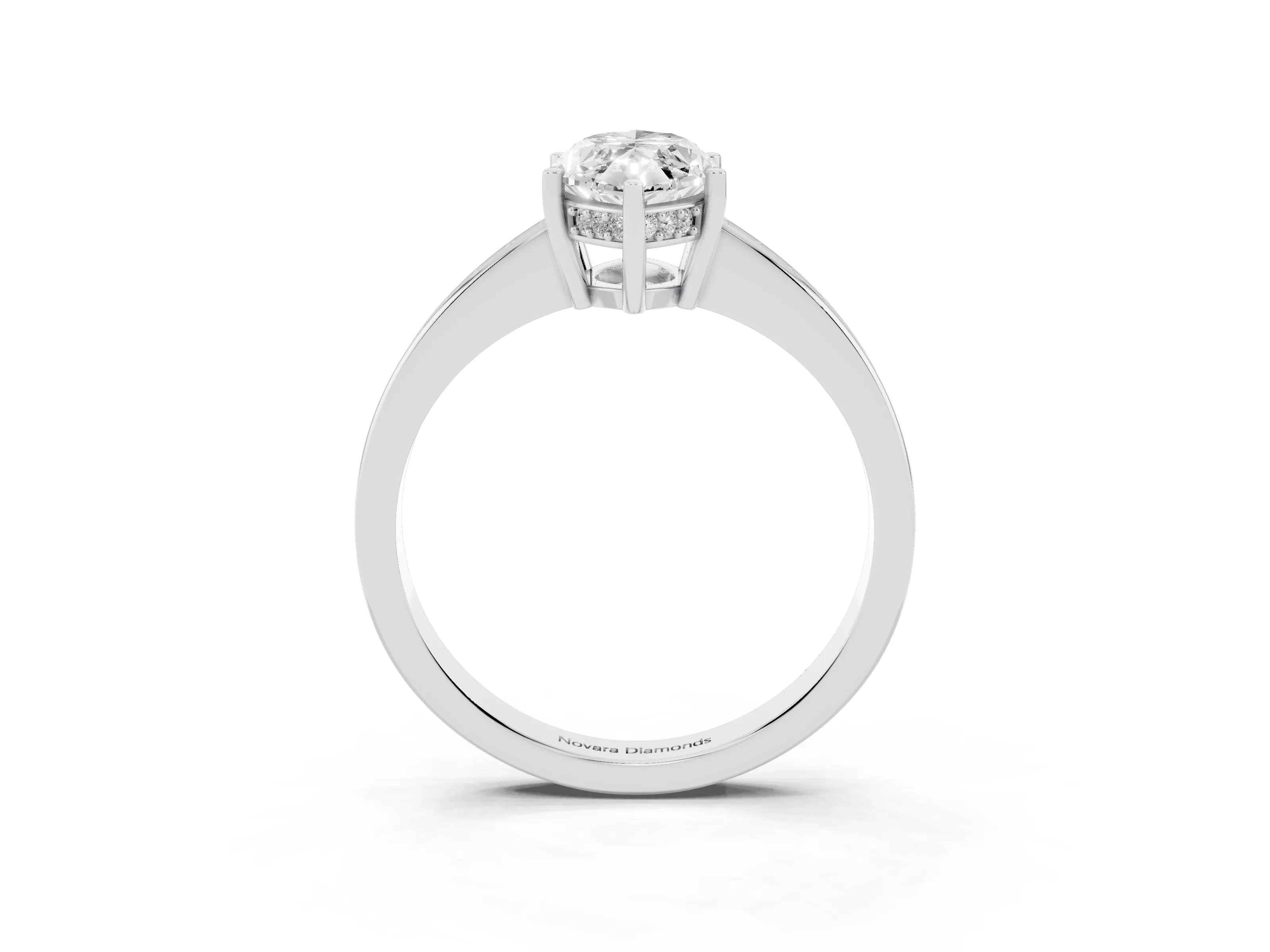 Marquise Cut Diamond Pavé Band Prong Set Solitaire Ring Set in White gold