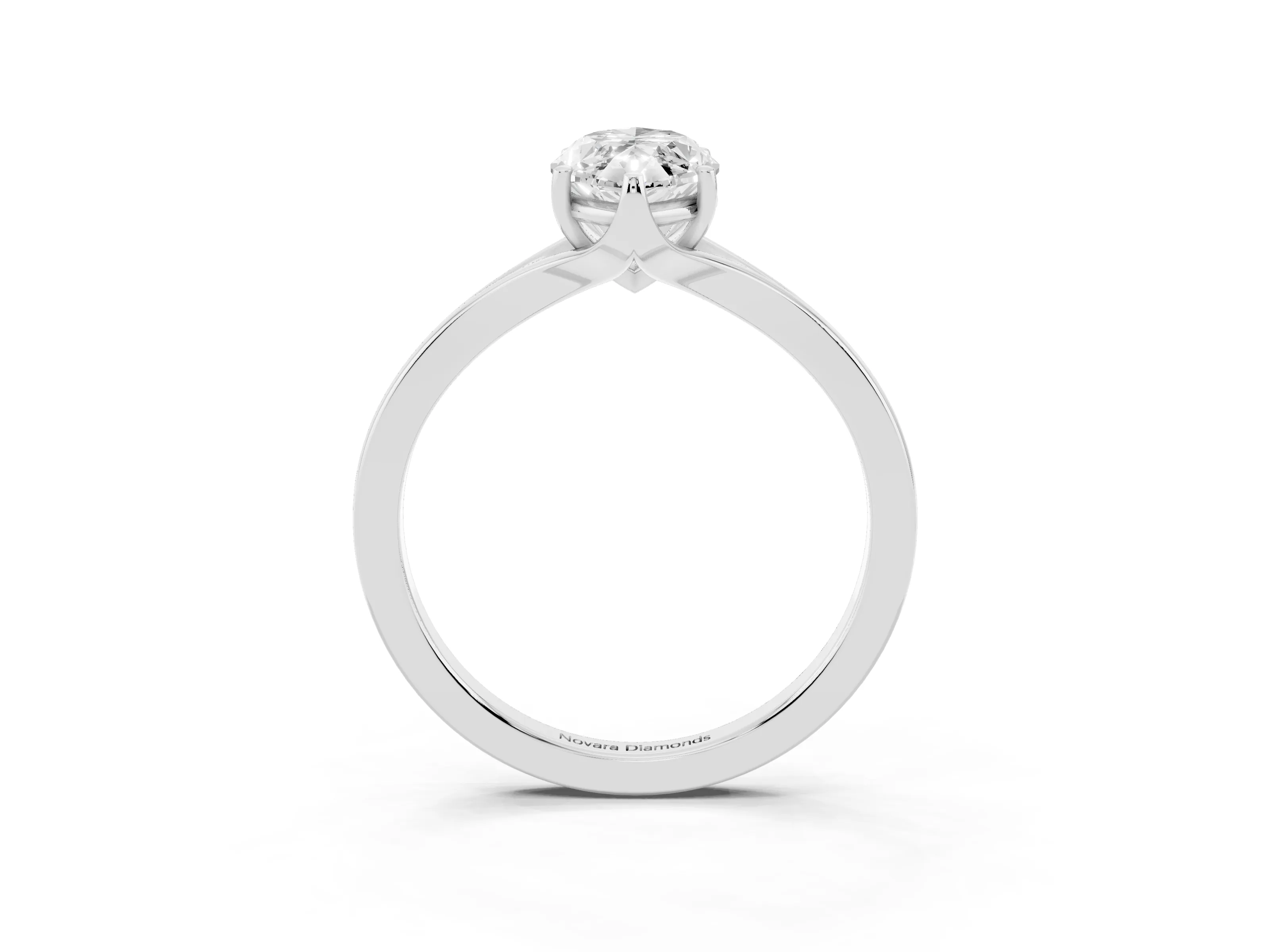 Marquise Cut Diamond Solitaire Ring Set in Platinum with Polished Tapered Band and Prong Setting