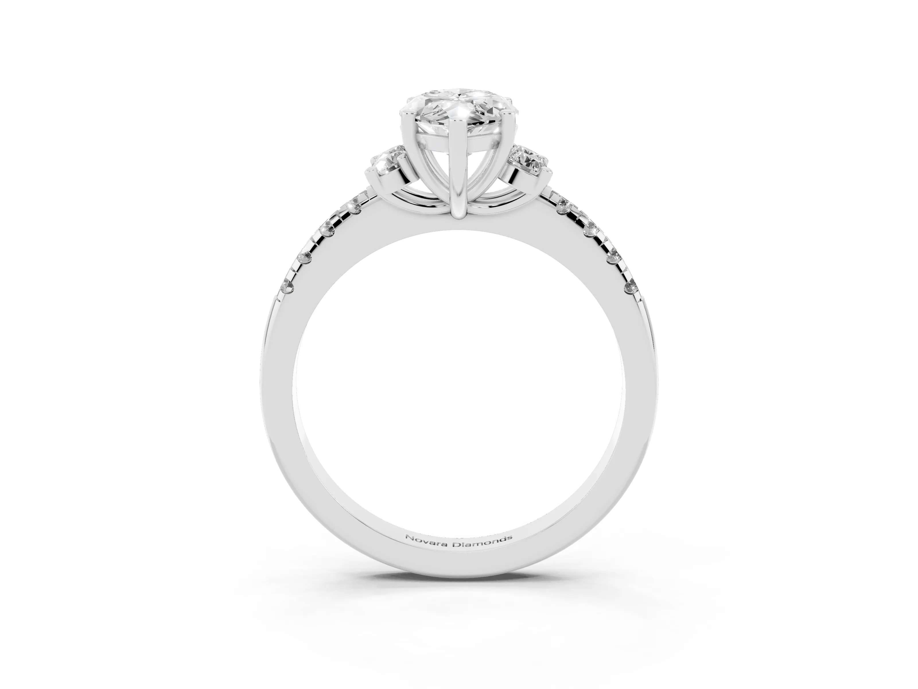 Marquise Cut Diamond Three-Stone Pavé Ring Set in Silver with Prong Setting