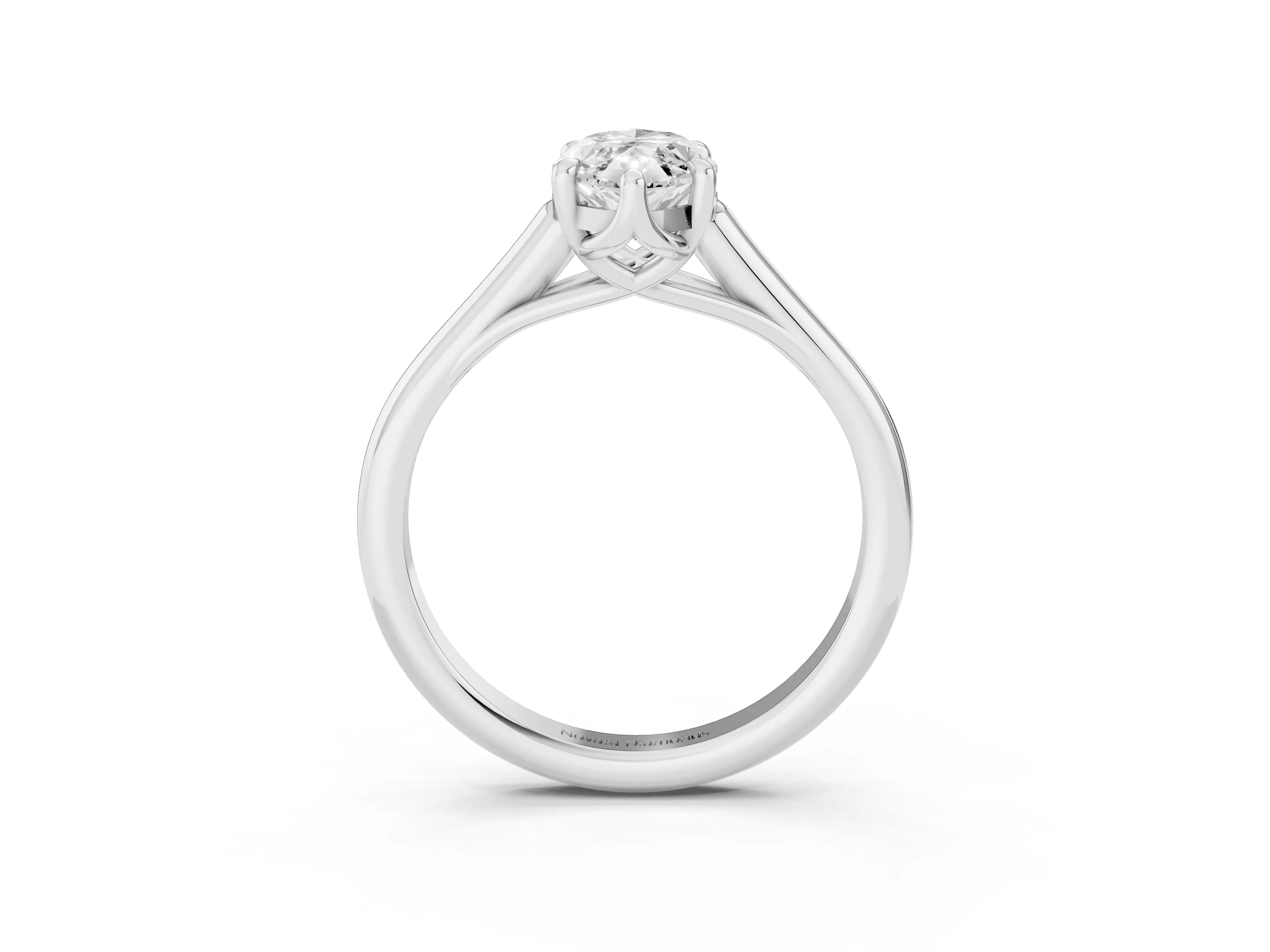 Marquise Cut Diamond Solitaire Engagement Ring Set in Silver with Prong Setting and Plain Classic Band