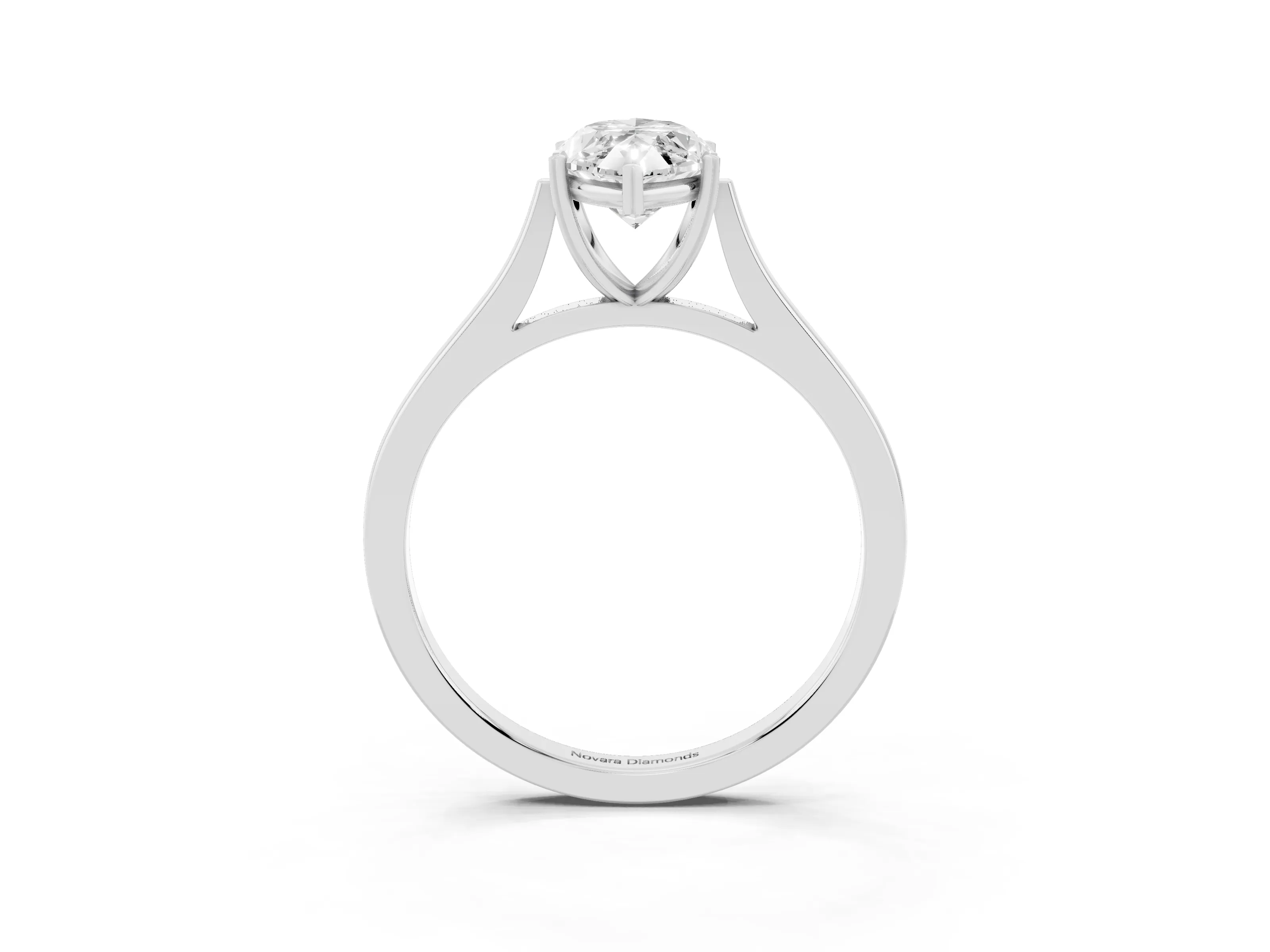 Marquise Cut Diamond Solitaire Heart Prong Engagement Ring Set in Platinum with Tapered Band