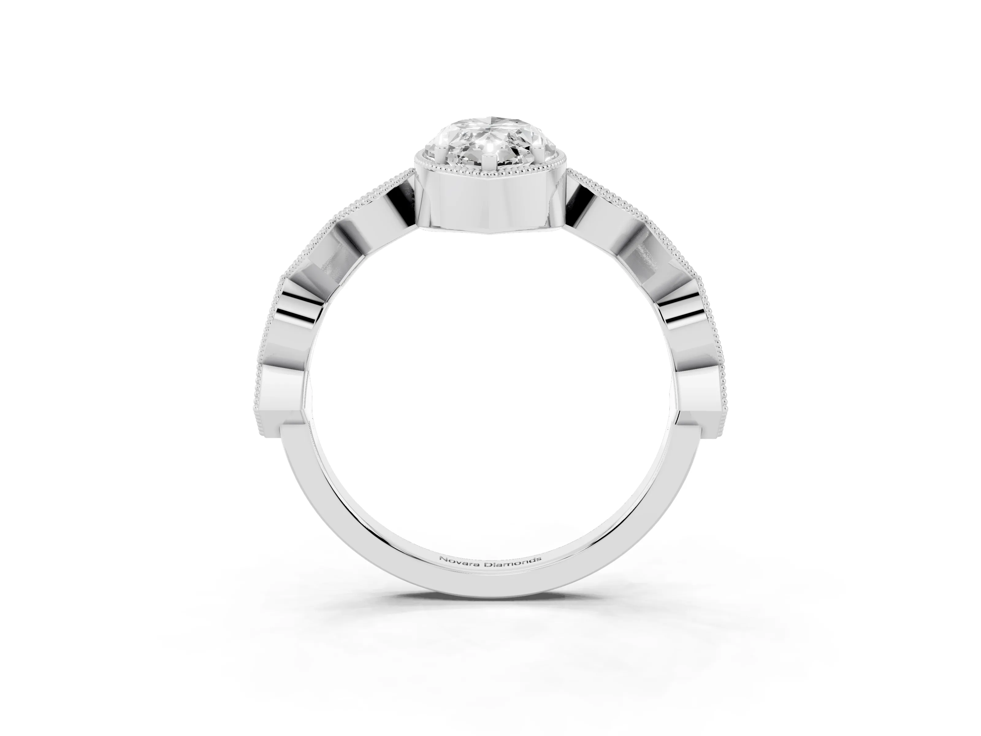 Marquise Cut Diamond Milgrain Marquise Twist Band Ring Set in Platinum with Prong Setting