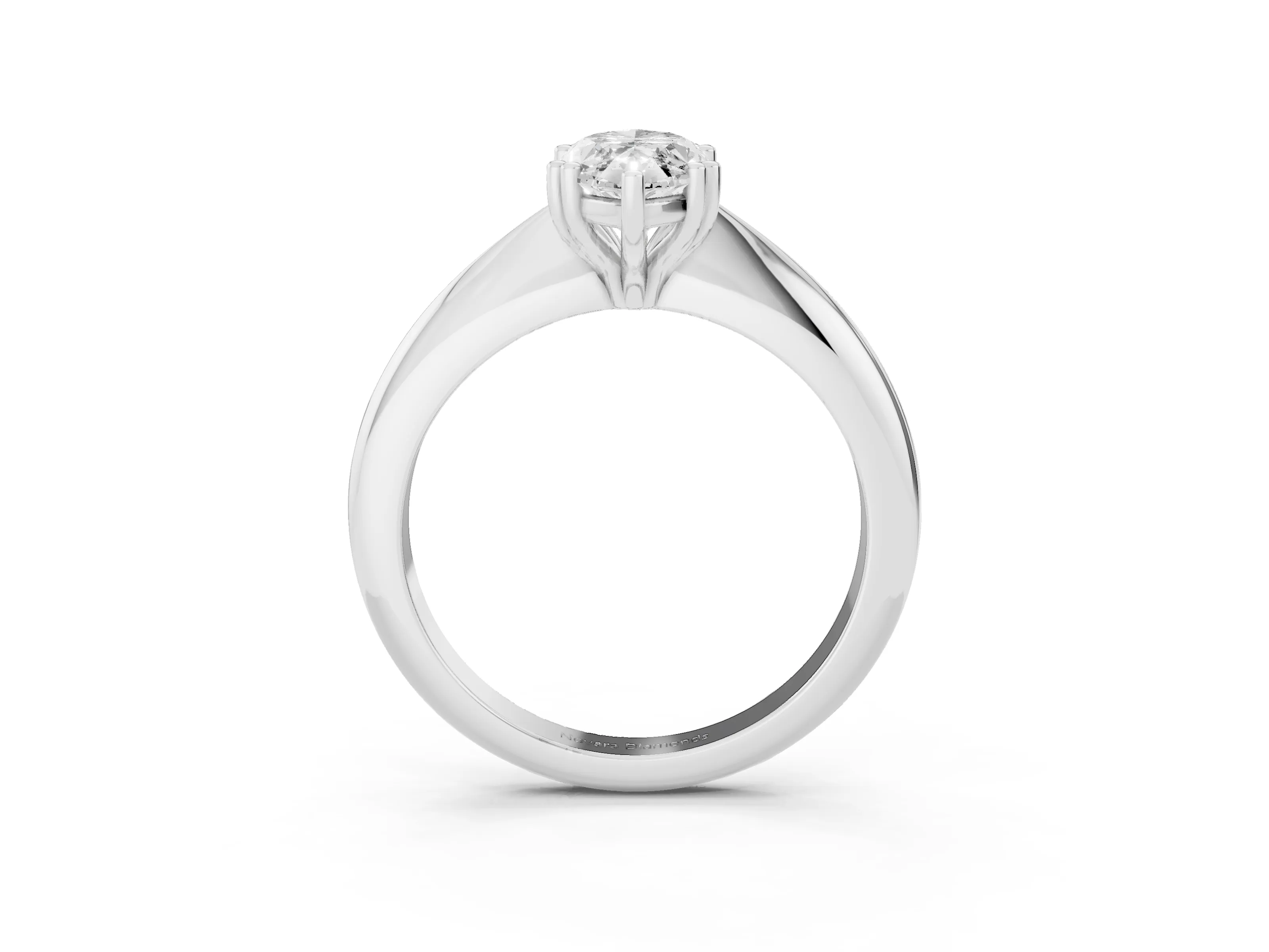 Marquise Cut Diamond Solitaire Engagement Ring Set in Silver with Tapered Band and Prong Setting