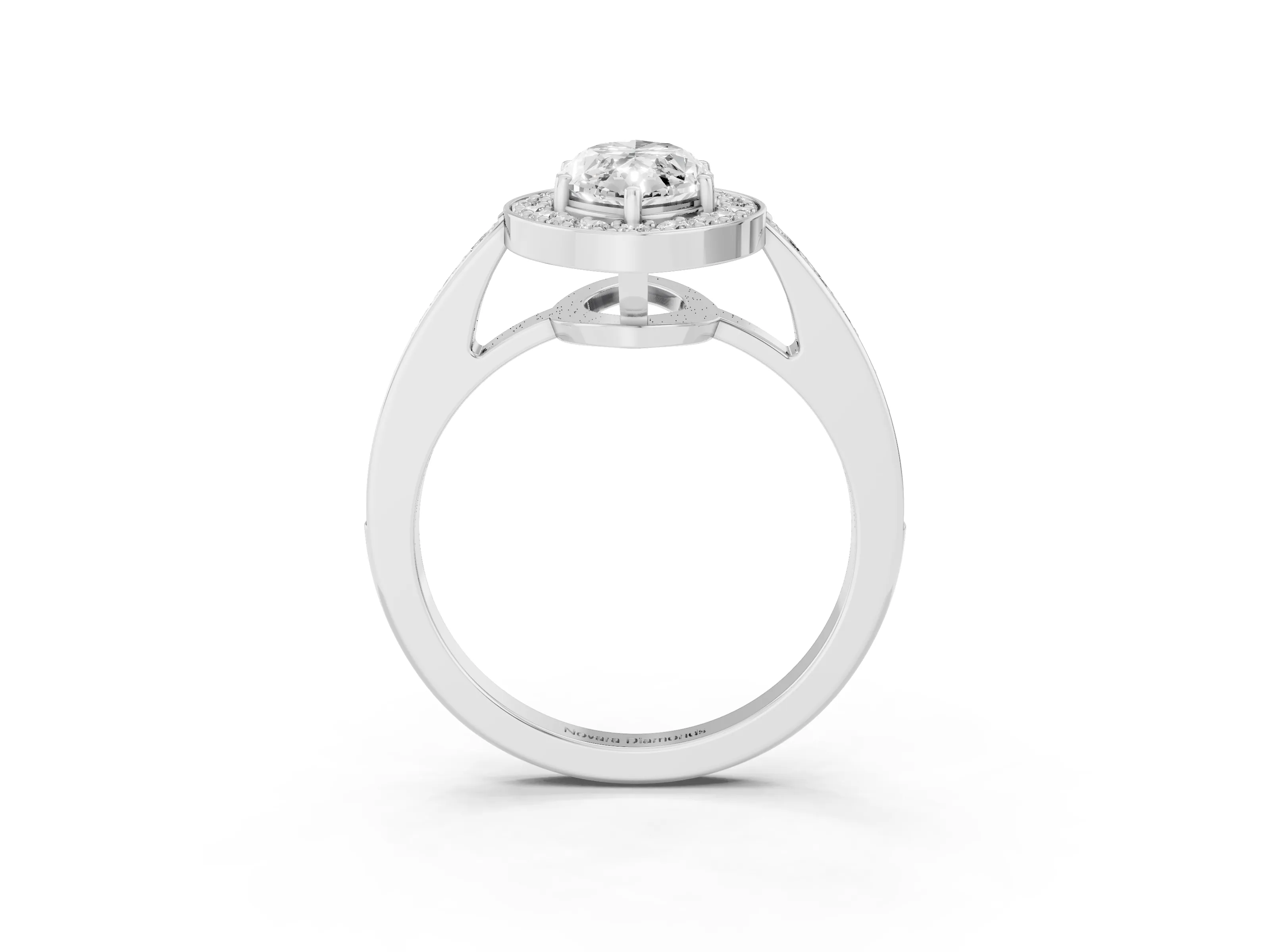 Marquise Cut Diamond Halo Pavé Engagement Ring Set in Silver with Bezel Setting