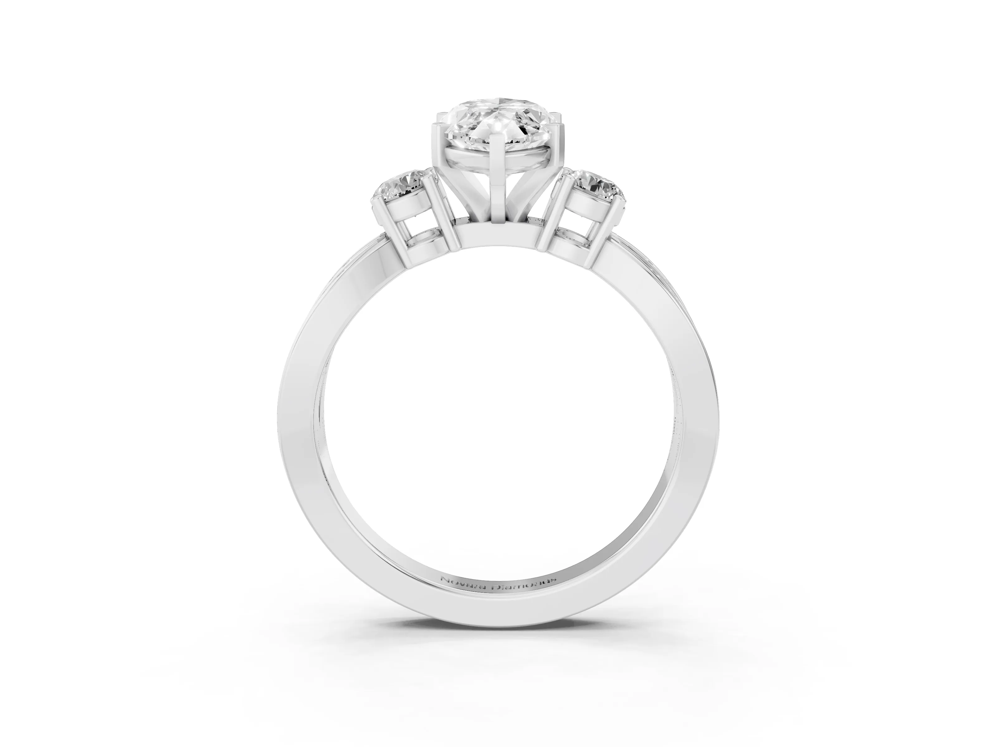 Three-Stone Marquise Cut Diamond Twist Band Ring Set in White gold with Pavé Accents and Prong Setting