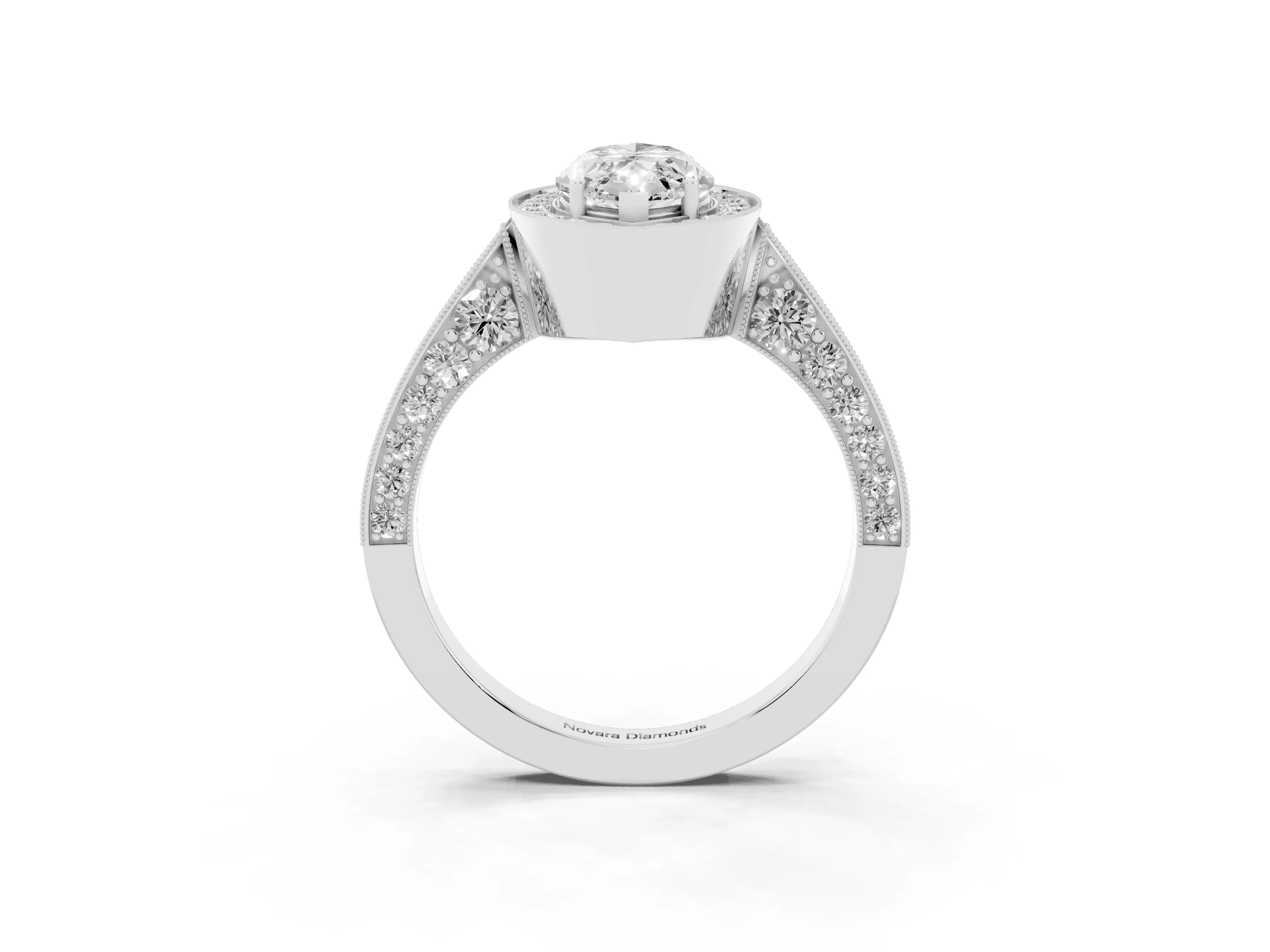Marquise Cut Diamond Halo Engagement Ring Set in Platinum with Accent Split Shank Band
