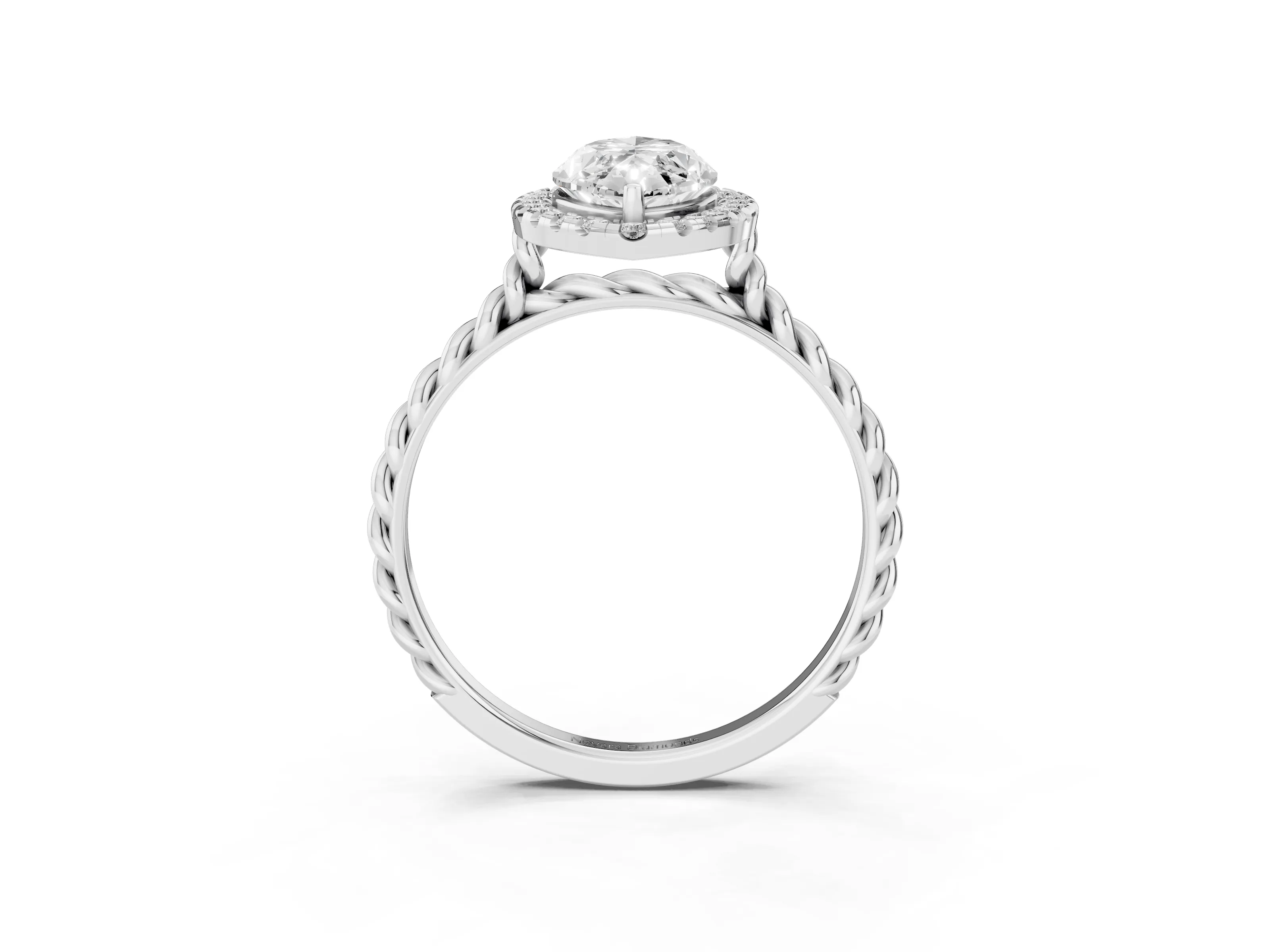 Marquise Cut Diamond Halo Ring Set in White gold with Plain Twisted Band