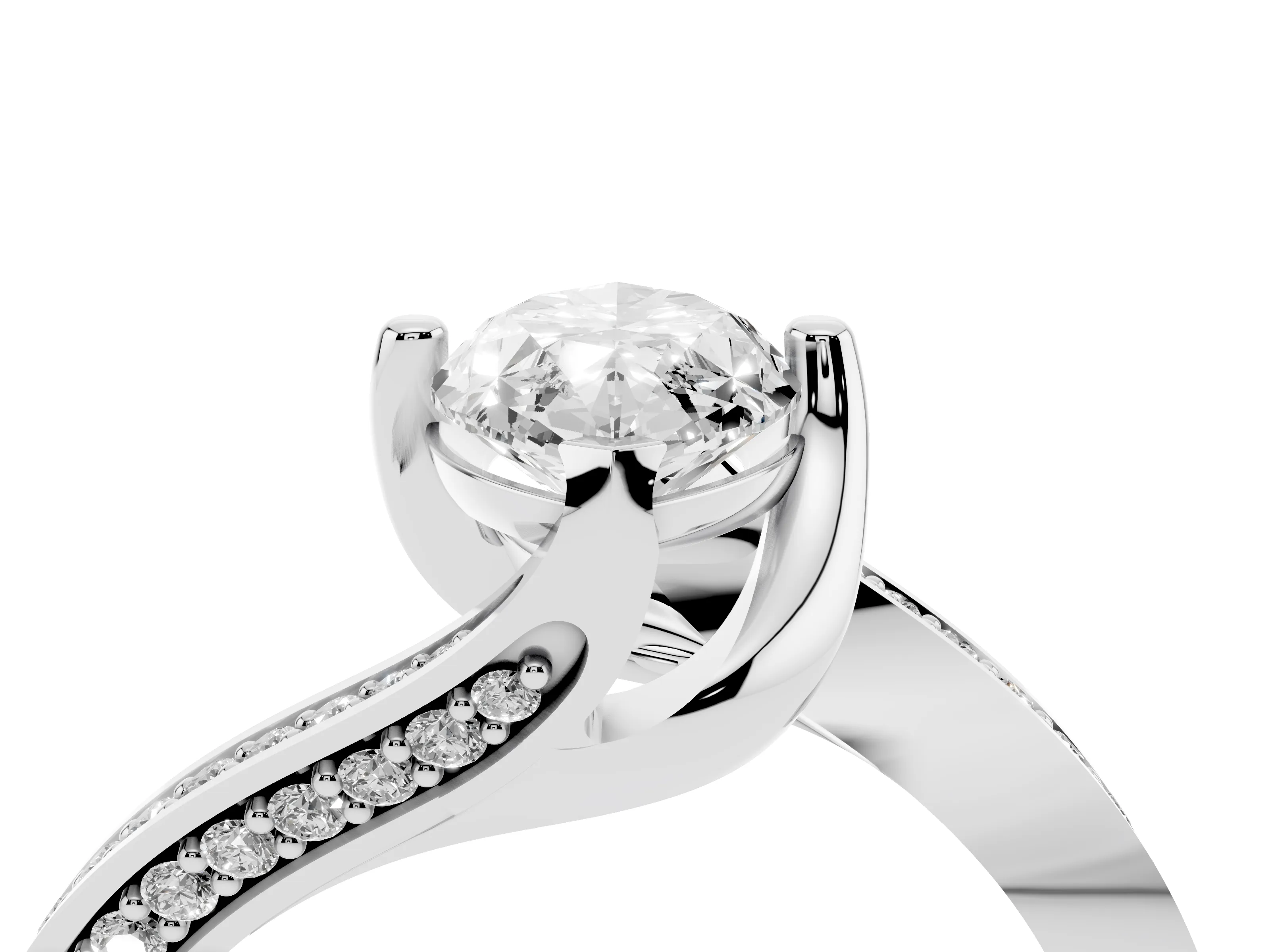Marquise Cut Diamond Solitaire Ring Set in Platinum with Intertwined Pavé Twist Band