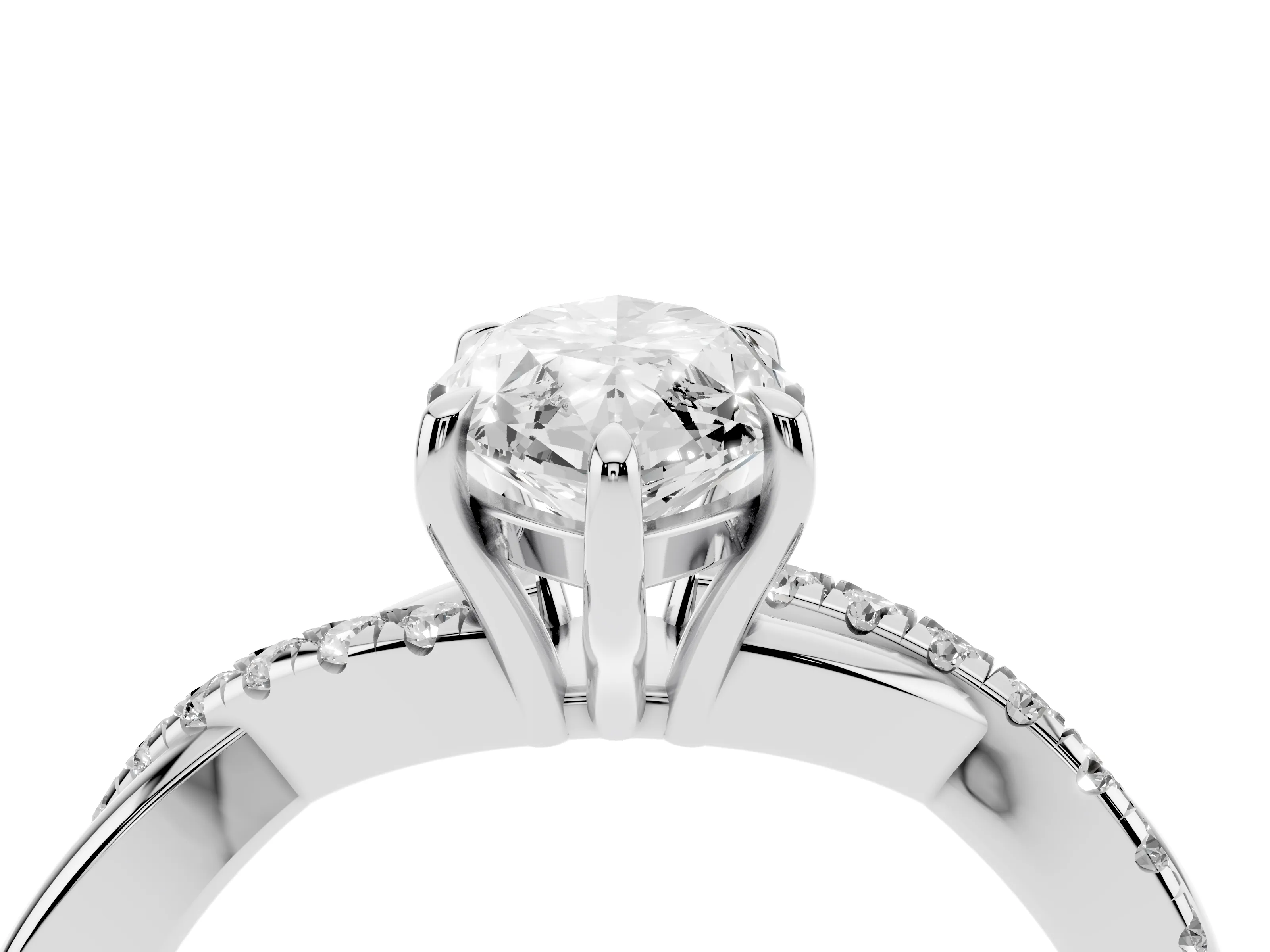 Marquise Cut Diamond Twisted Pavé Band Ring Set in Silver with Prong Setting