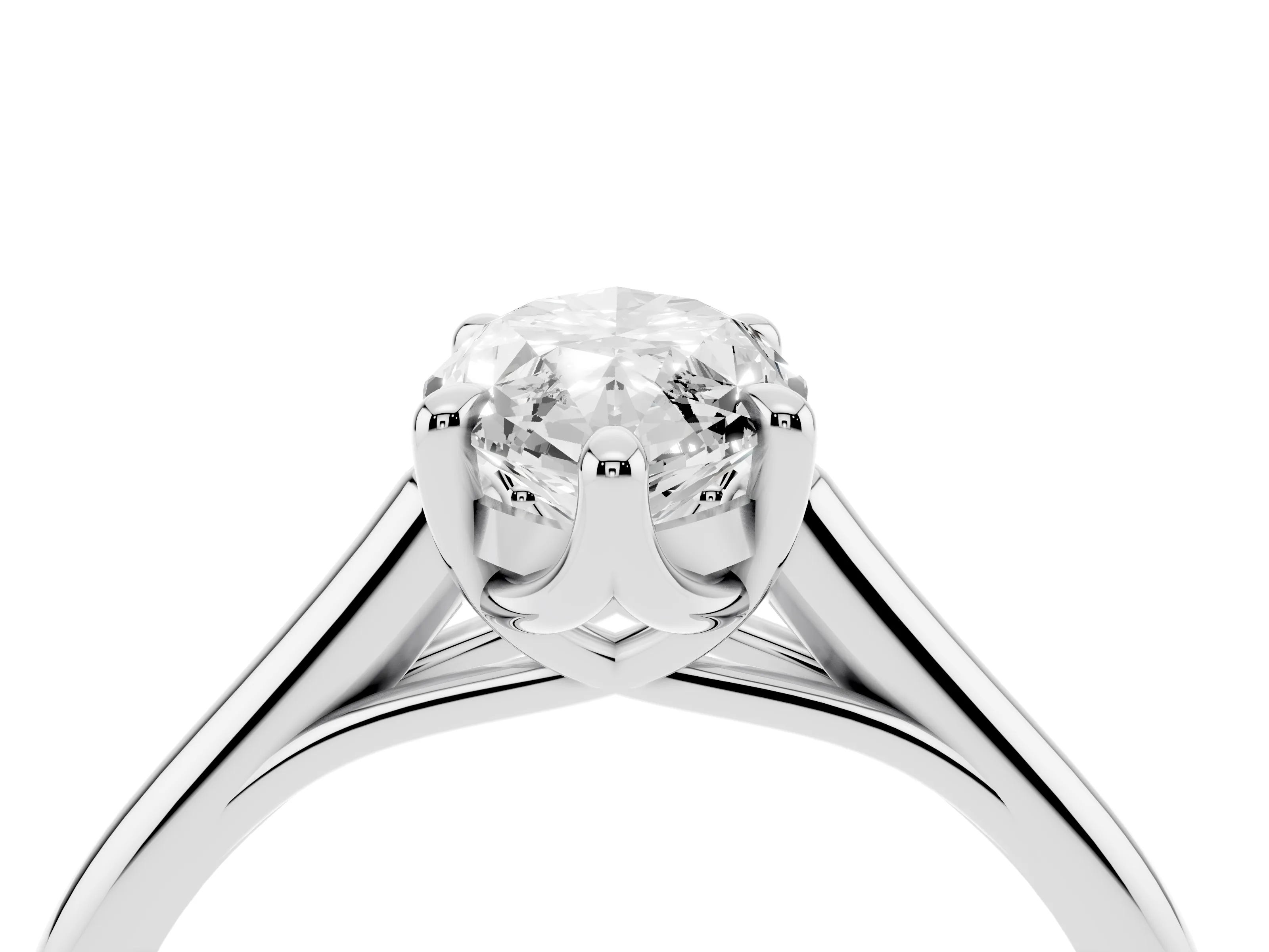Marquise Cut Diamond Solitaire Engagement Ring Set in Silver with Prong Setting and Plain Classic Band
