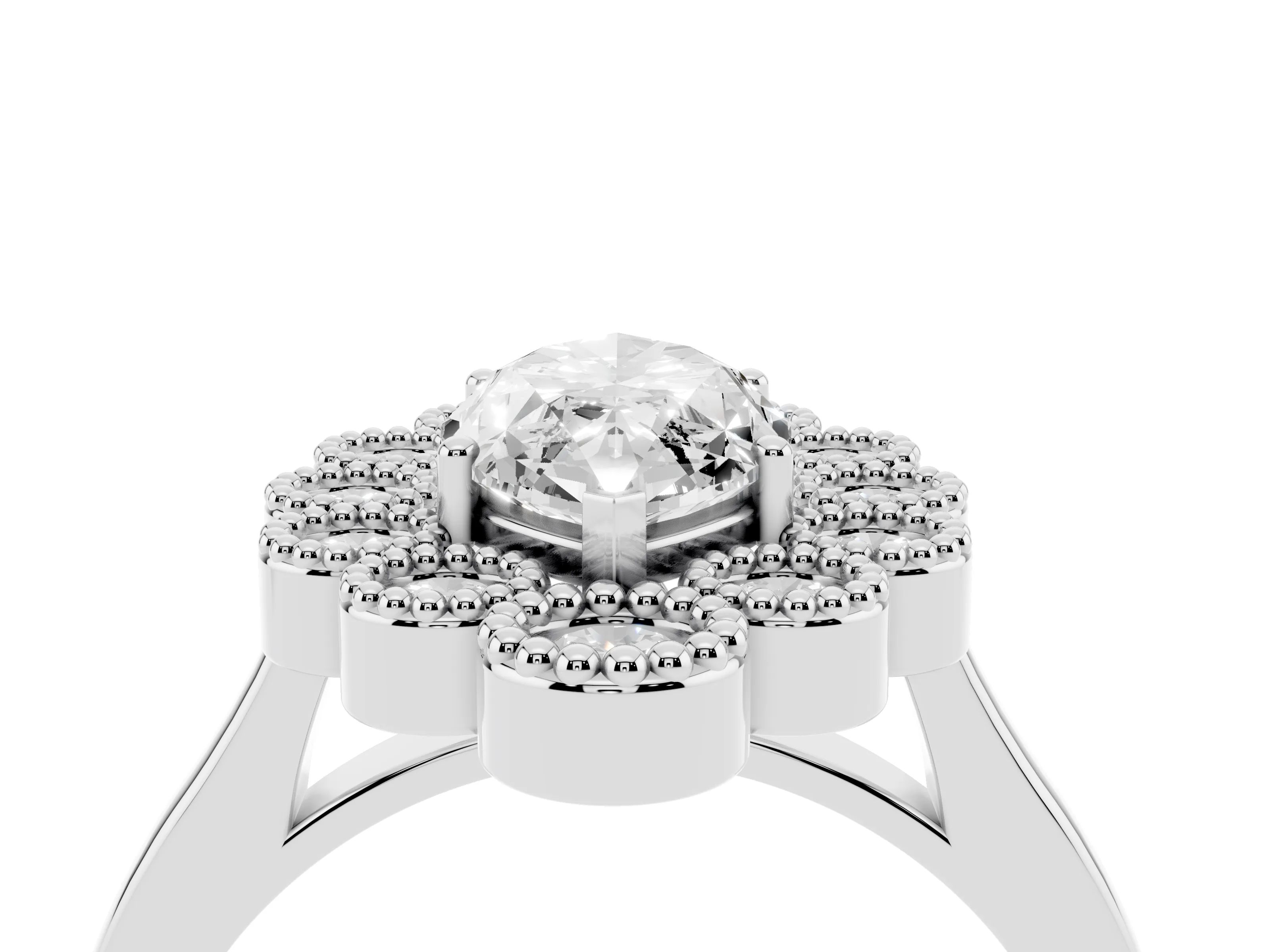 Marquise Cut Diamond Cluster Halo Ring Set in Platinum with Milgrain Bezel Accents and Plain Band