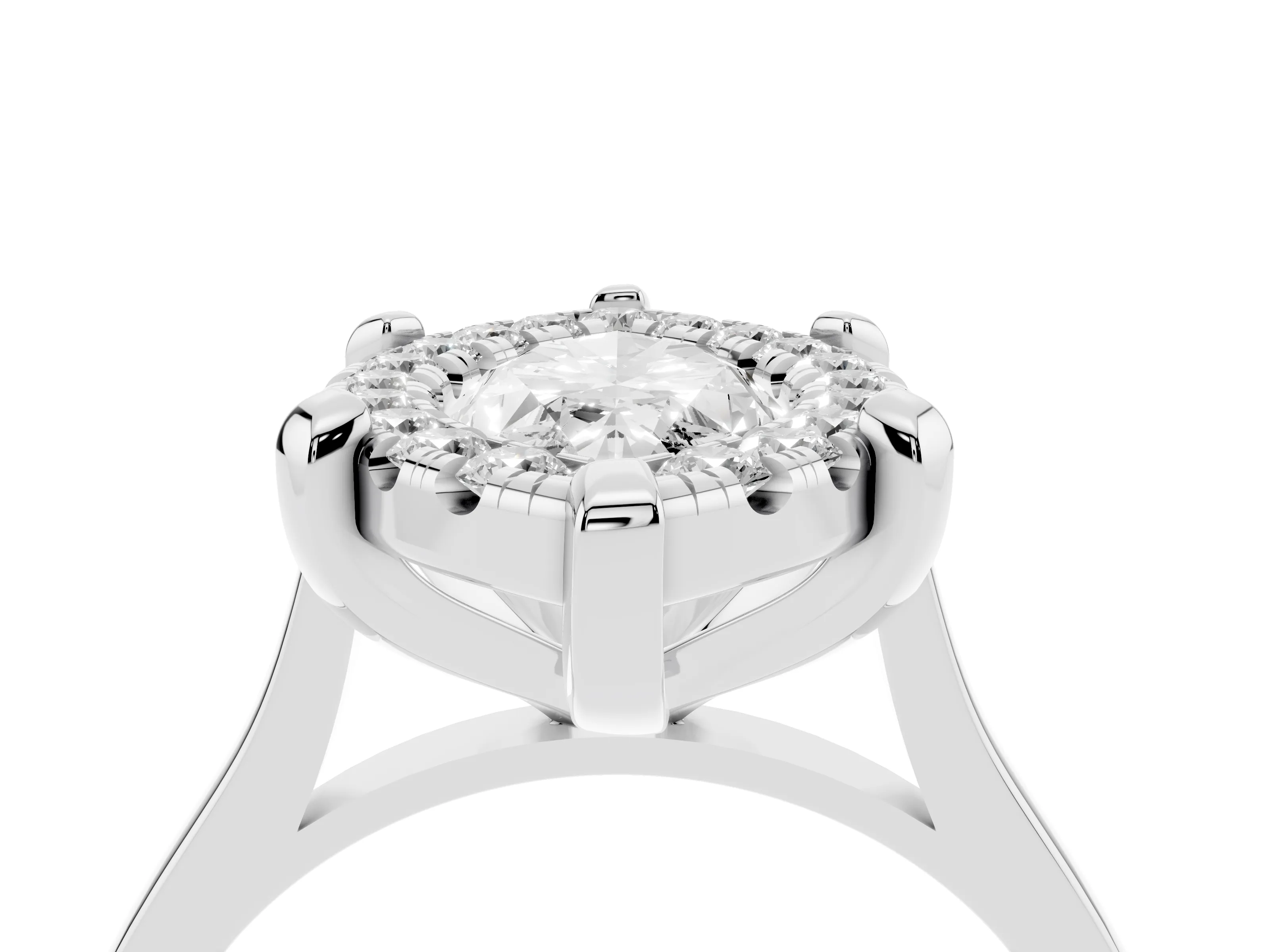 Marquise Cut Diamond Cluster Halo Solitaire Ring Set in Platinum with Prong Setting