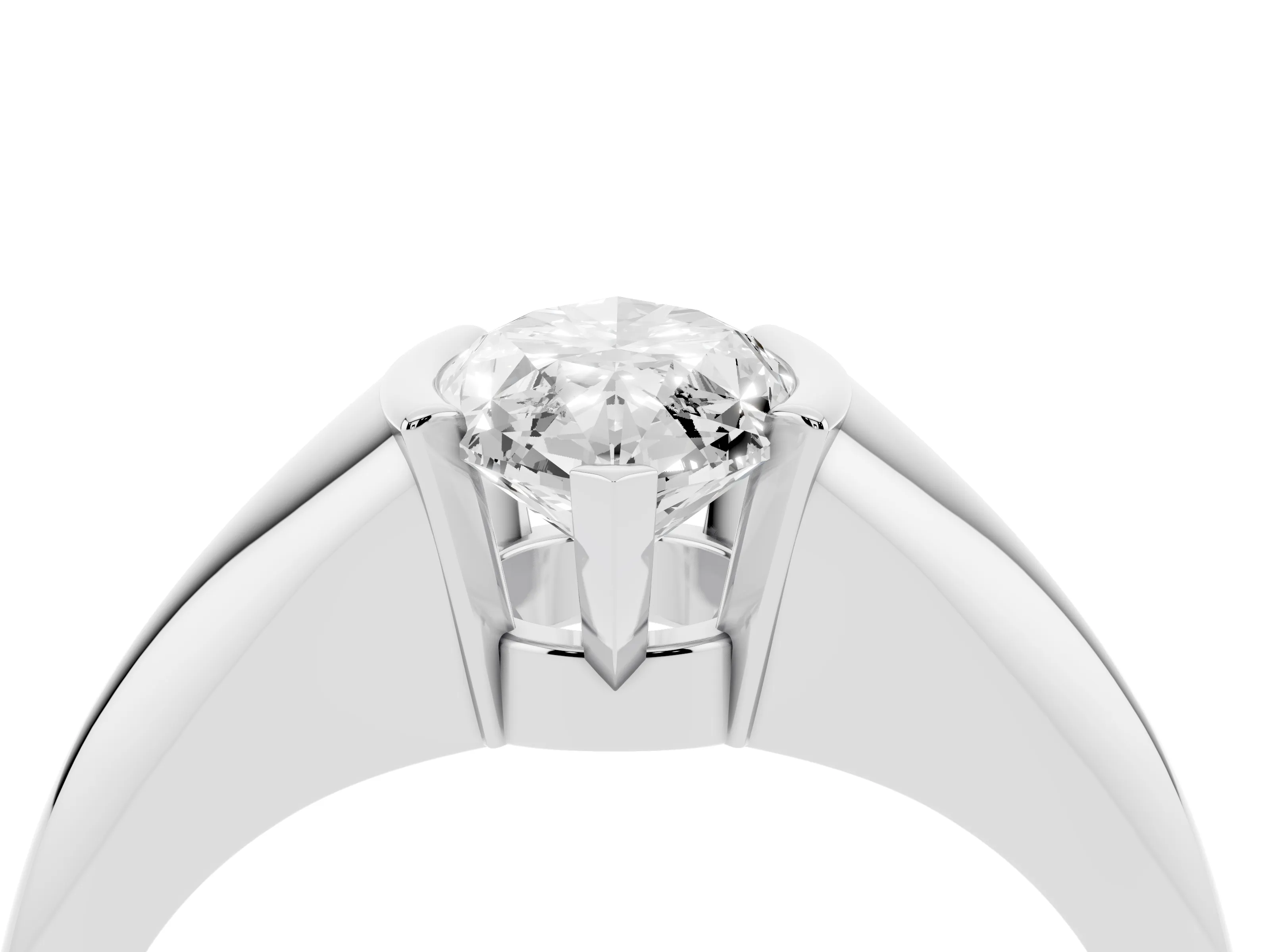 Marquise Cut Diamond Solitaire Tension Set Ring Set in Silver