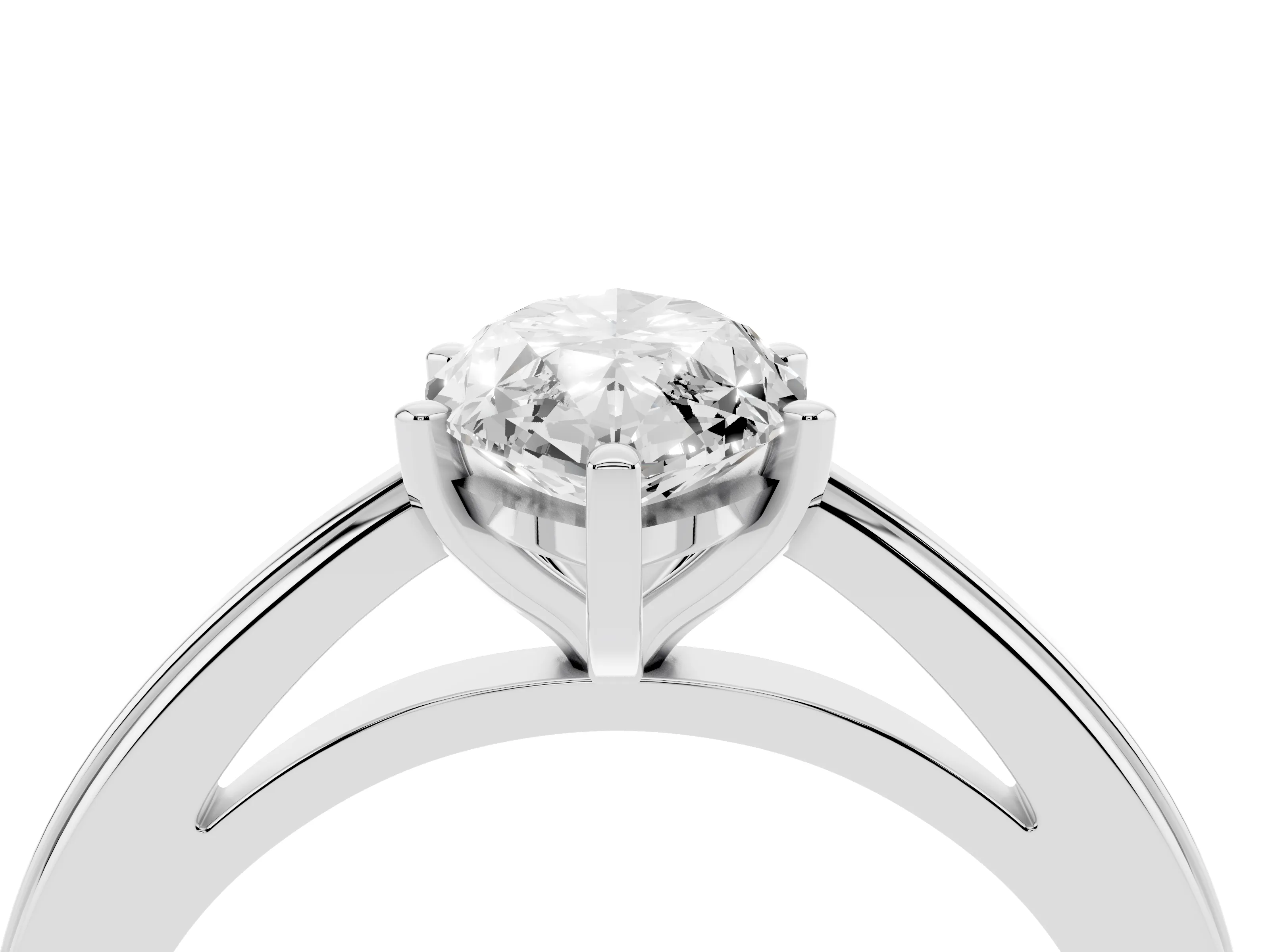 Marquise Cut Diamond Solitaire Ring Set in White gold with Prong Setting and Classic Band