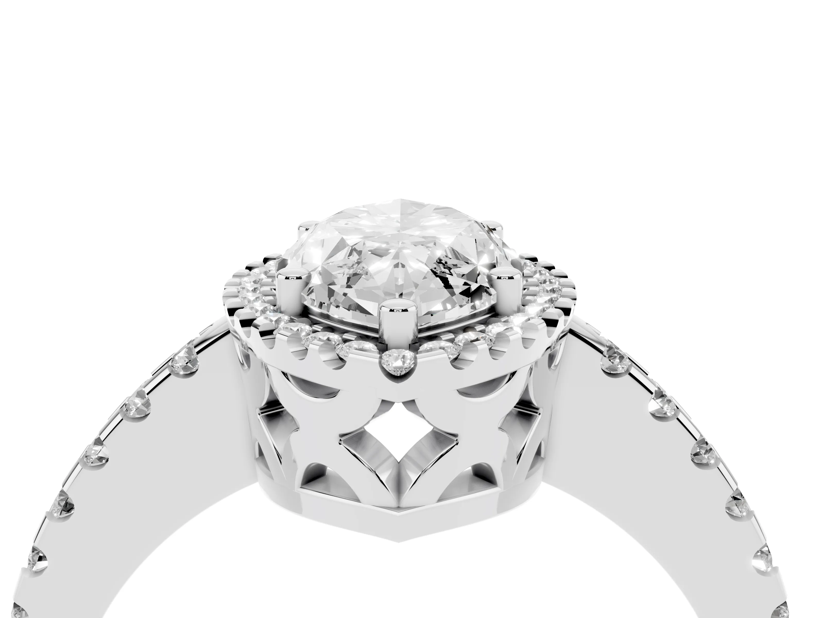 Marquise Cut Diamond Halo Ring Set in Silver with Pavé Shoulders and Halo-Framed Center