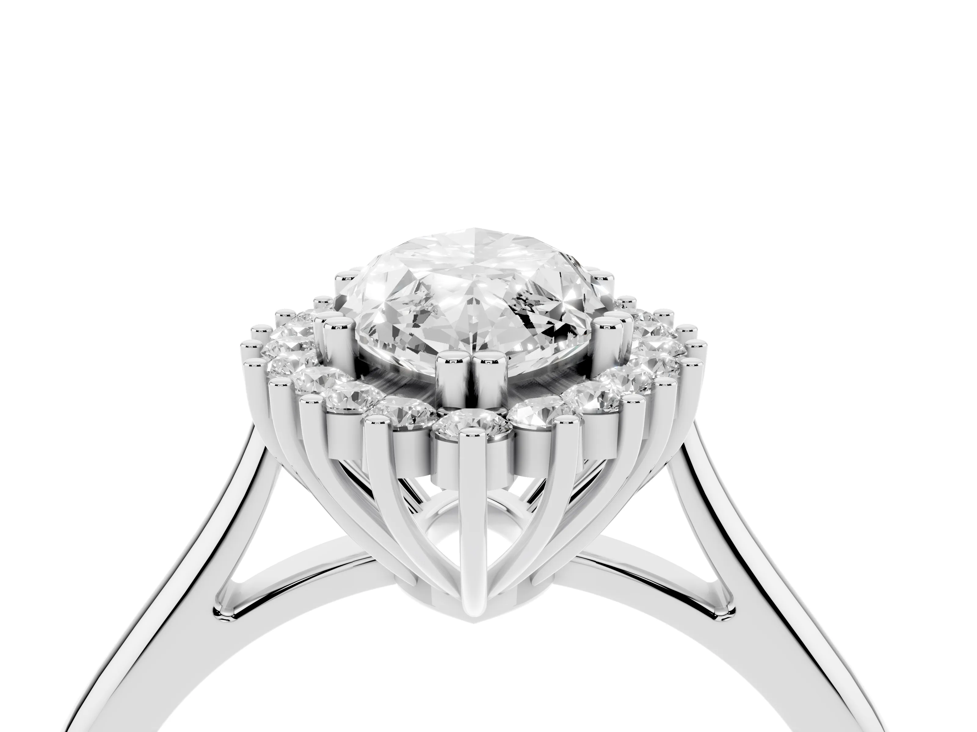 Marquise Cut Diamond Halo Ring Set in Silver with Plain Solitaire Band and Prong Setting