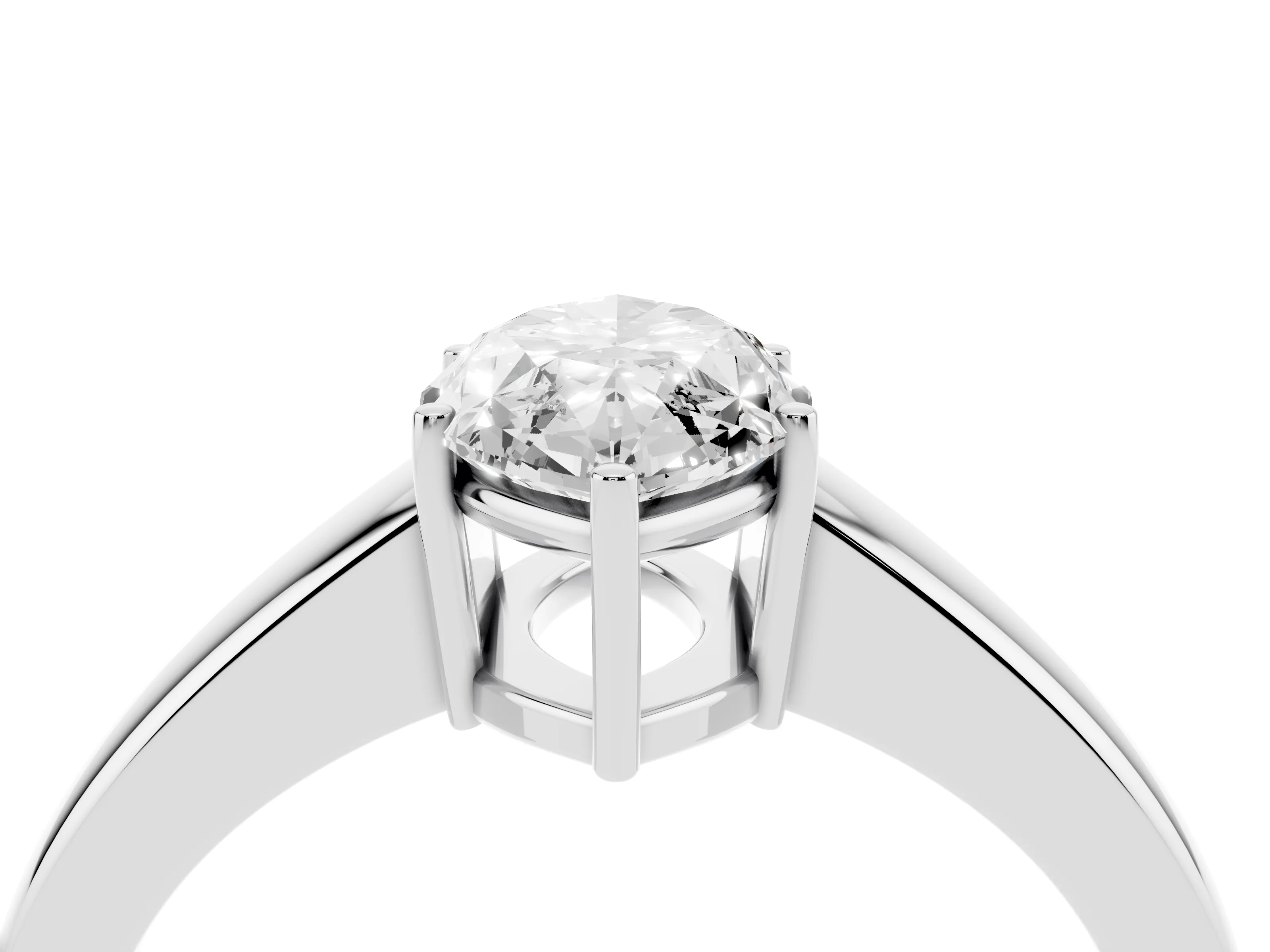 Marquise Cut Diamond Solitaire Ring Set in Silver with Tapered Band and Prong Setting