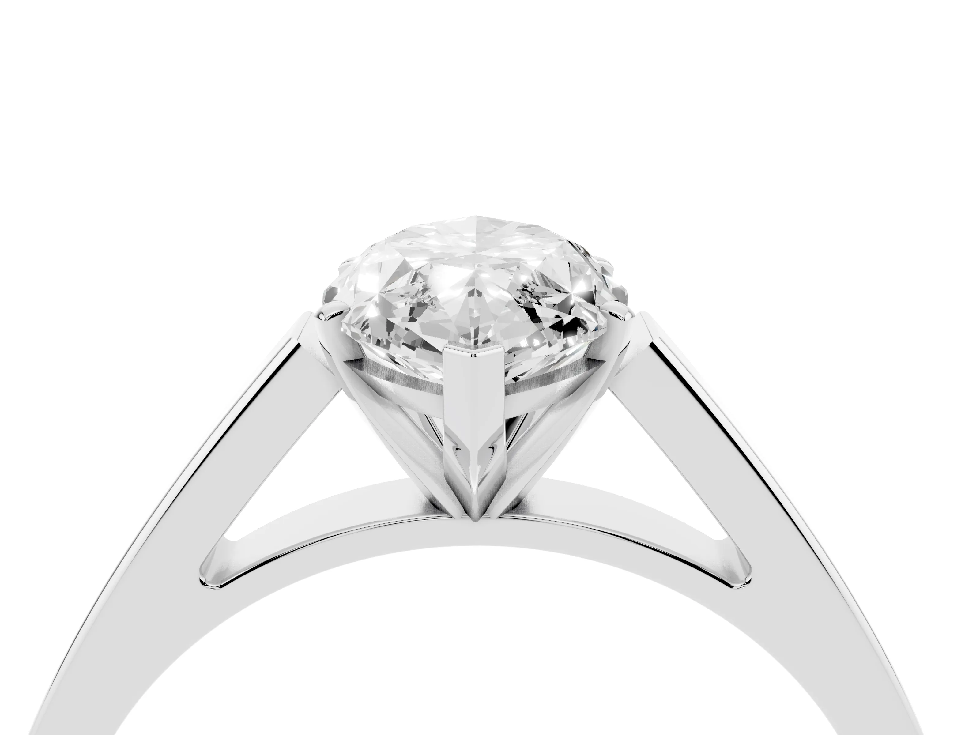 Marquise Cut Diamond Solitaire Engagement Ring Set in Platinum with Prong Setting and Tapered Band