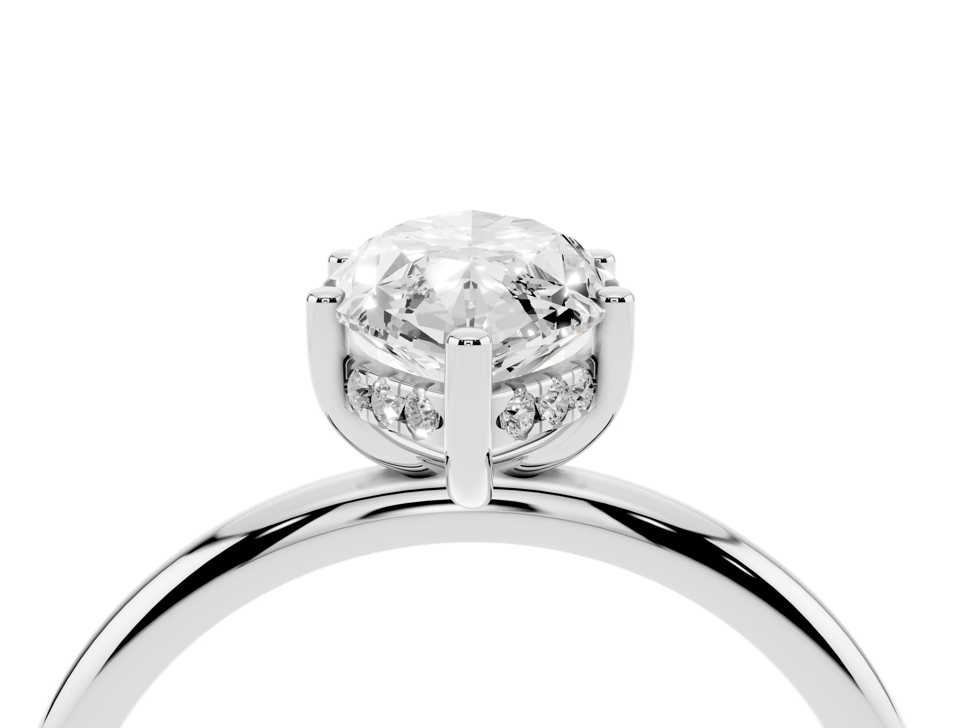 Marquise Cut Diamond Solitaire Engagement Ring Set in Silver with Prong Setting and Polished Band