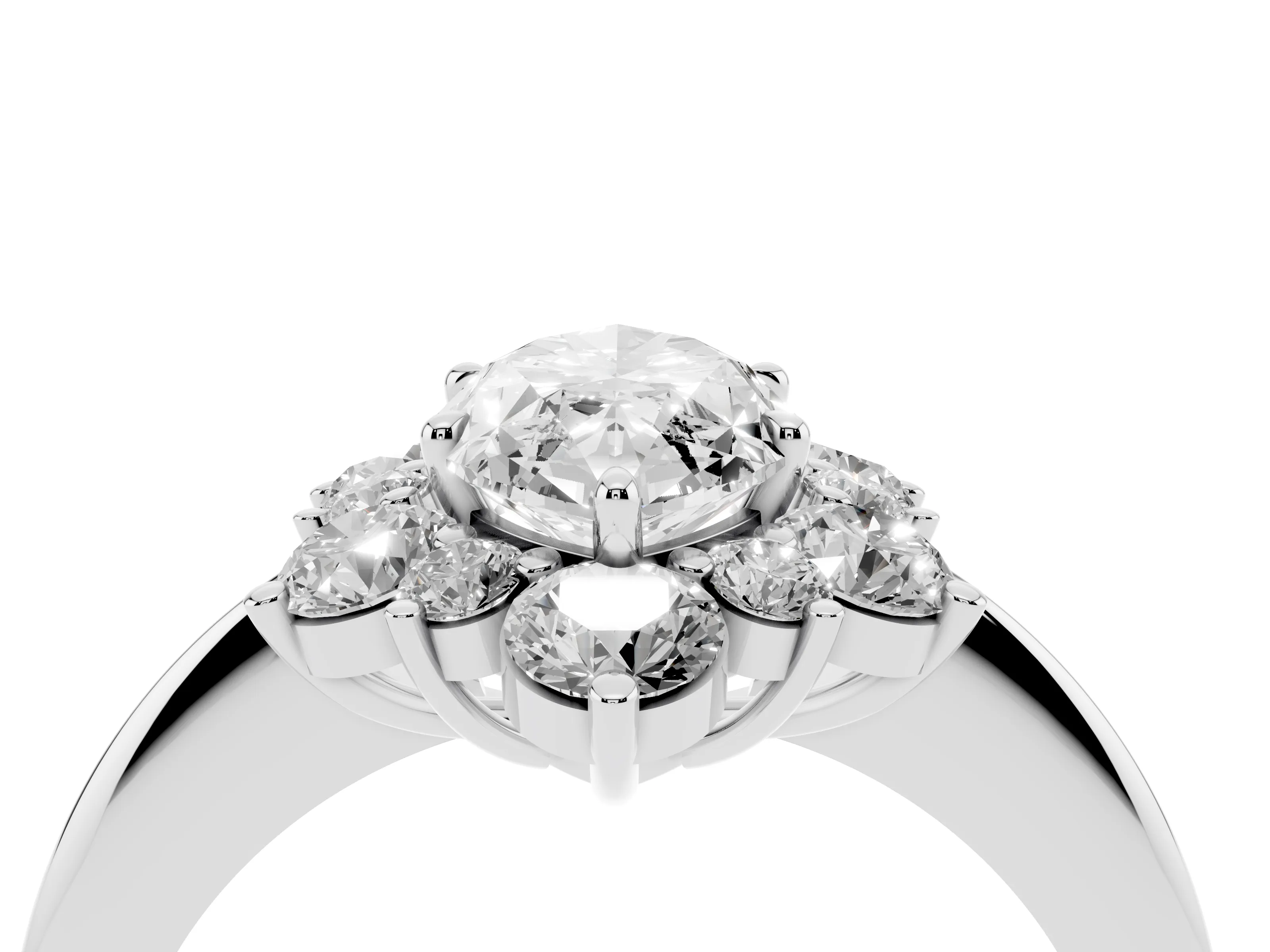 Marquise Cut Diamond Cluster Halo Ring Set in White gold with Solitaire Band and Prong Setting