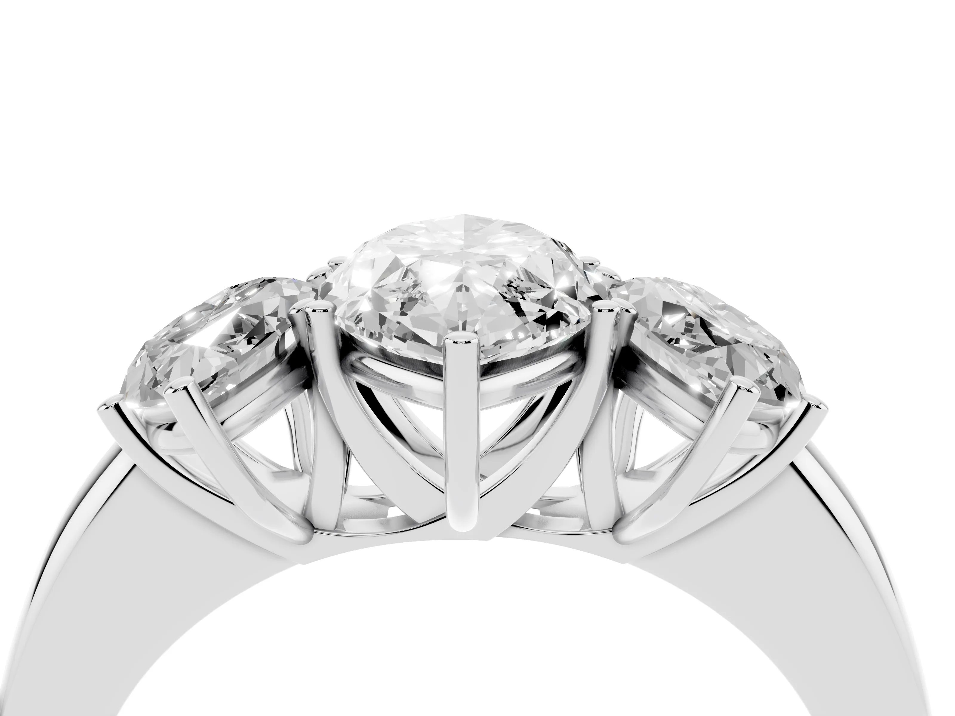 Marquise Cut Diamond Three-Stone Ring Set in Silver with Bold Center and Classic Band