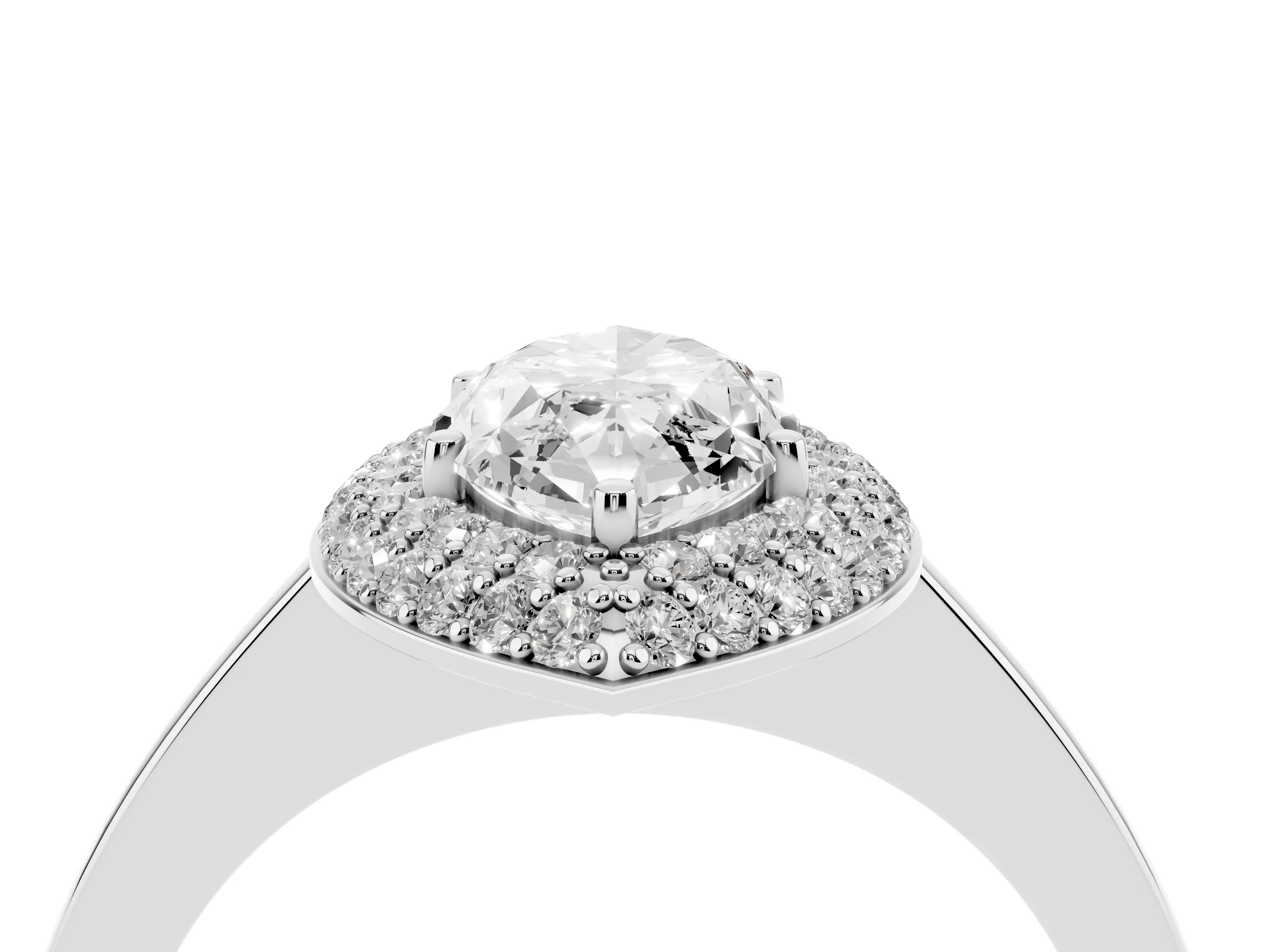 Marquise Cut Diamond Halo Engagement Ring Set in Platinum with Solitaire Band and Prong Setting