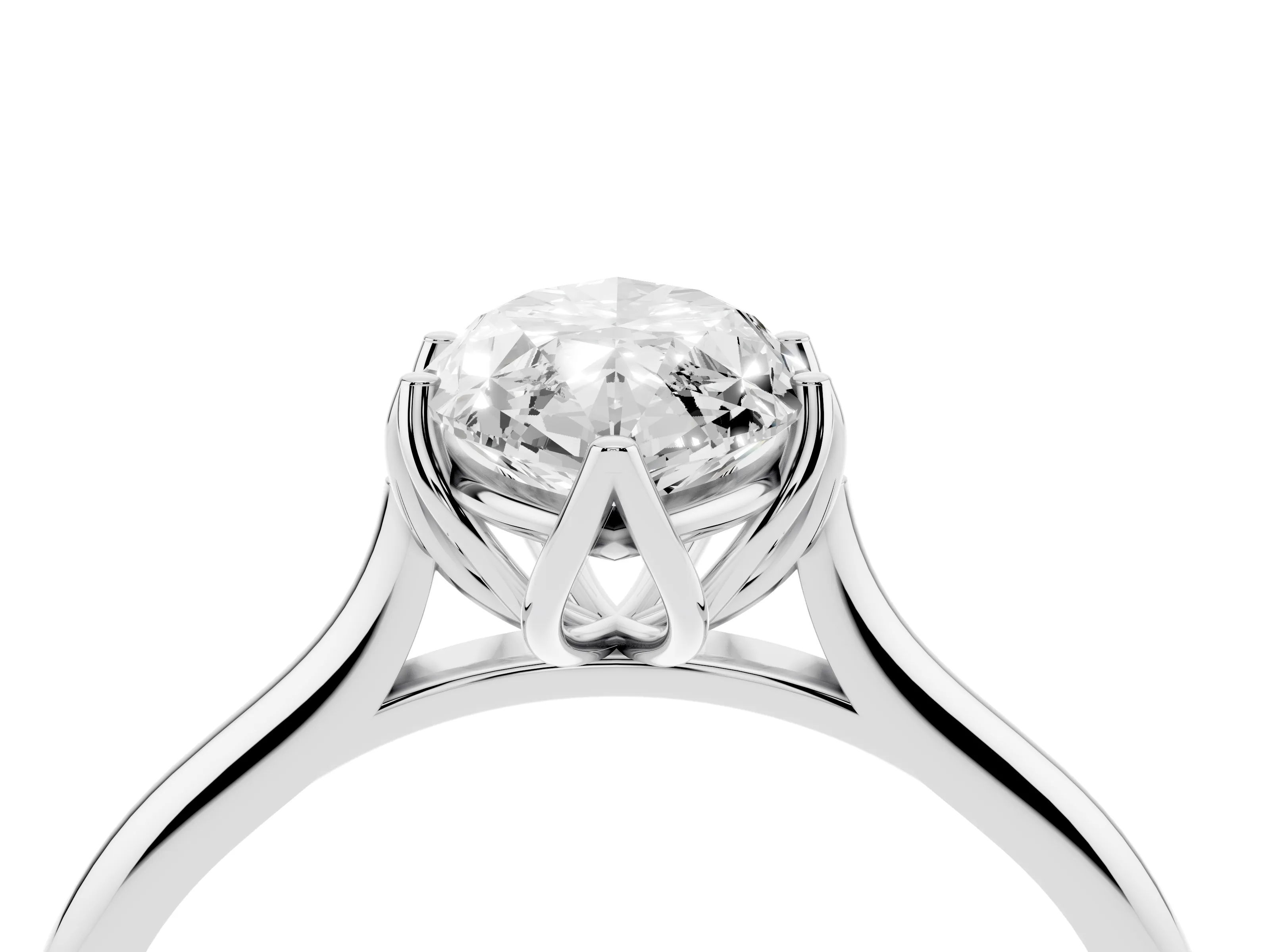 Marquise Cut Diamond Solitaire Cathedral Ring Set in Platinum with Prong Setting