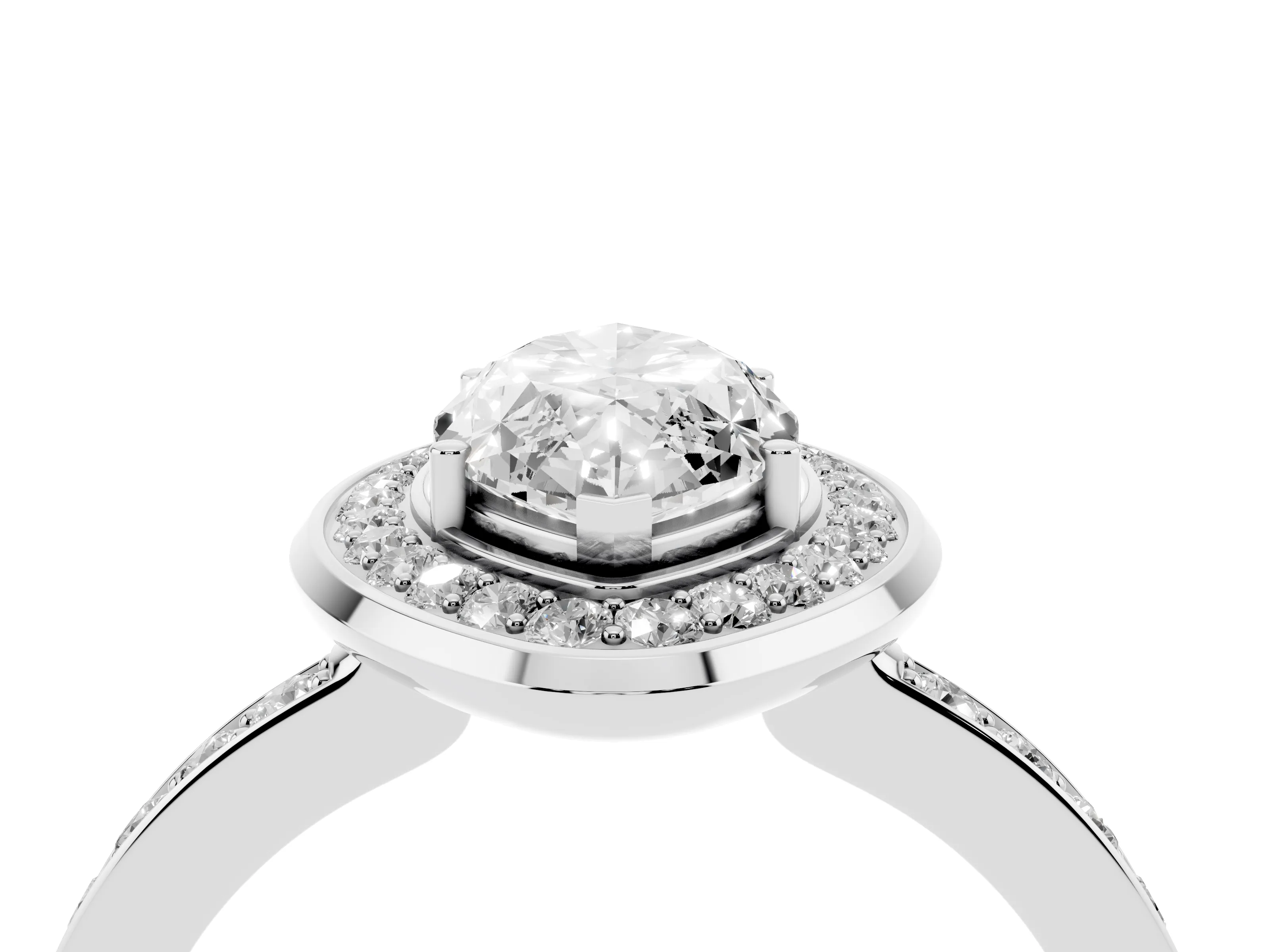Marquise Cut Diamond Halo Ring Set in Platinum with Bezel Frame and Pavé Band