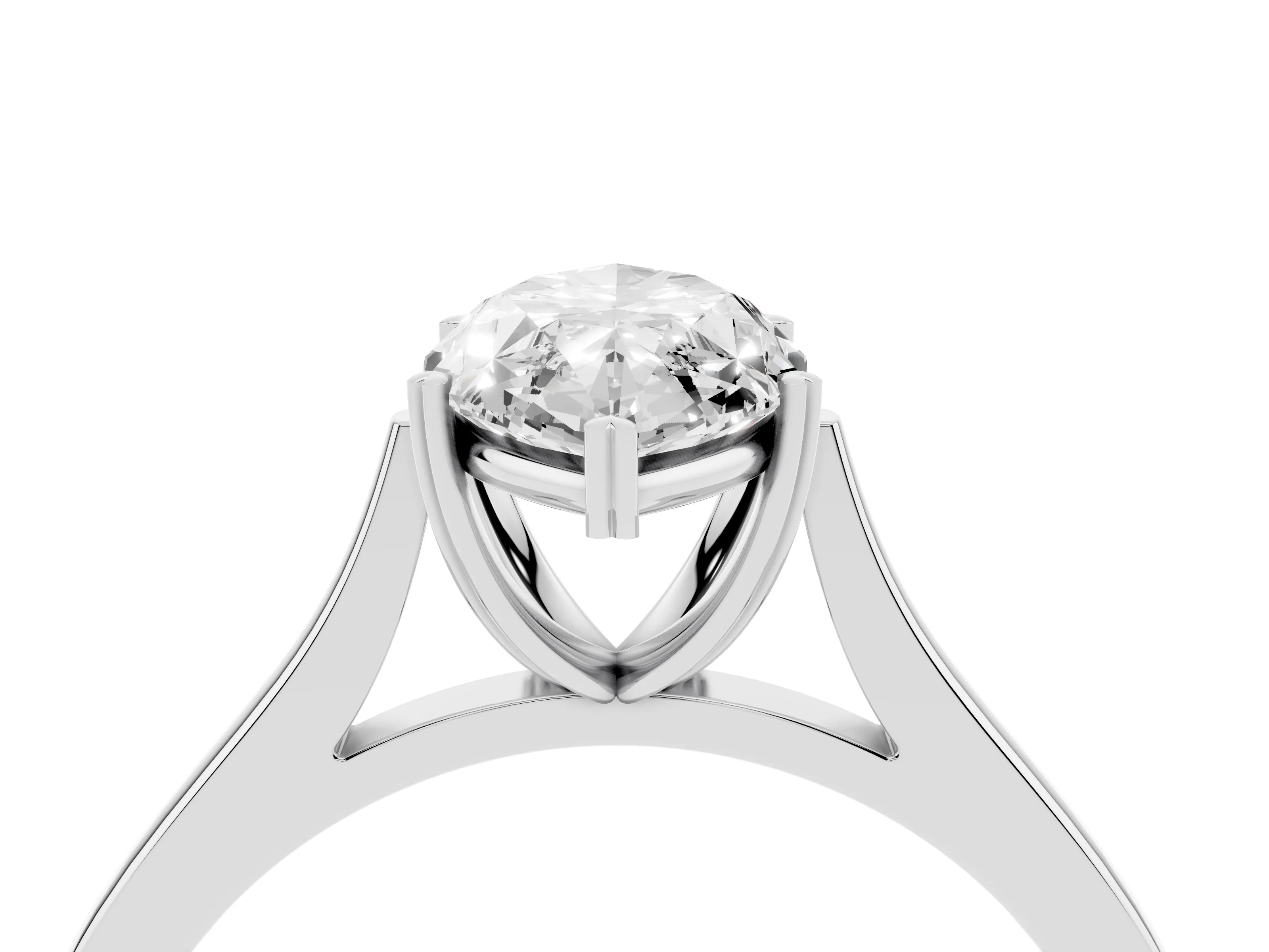 Marquise Cut Diamond Solitaire Heart Prong Engagement Ring Set in Platinum with Tapered Band