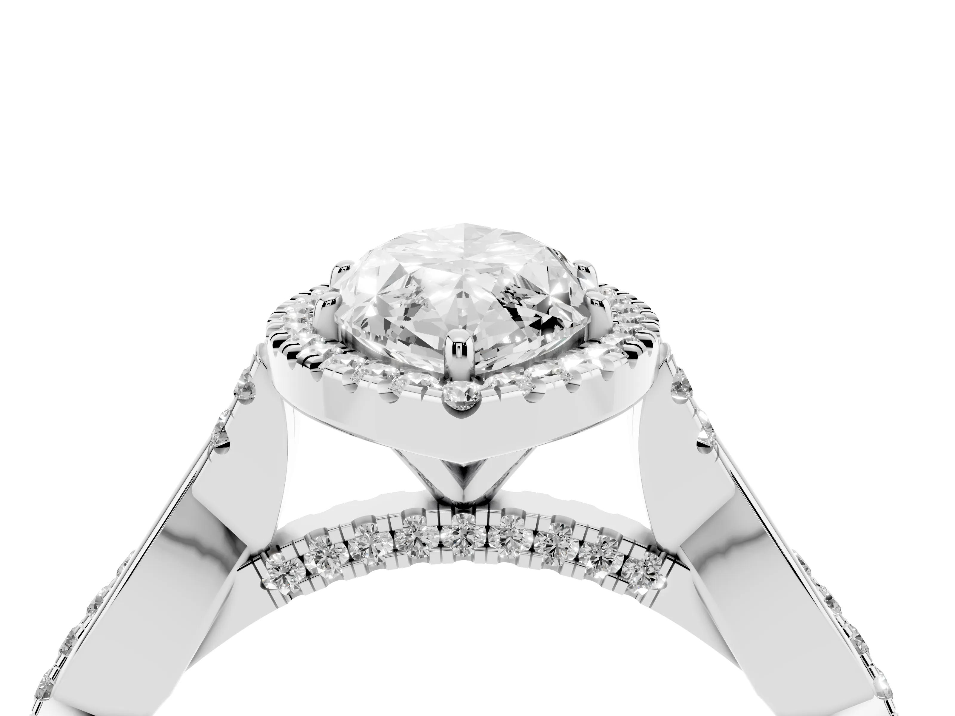 Marquise Cut Diamond Halo Twist Band Solitaire Ring Set in Silver with Prong Setting