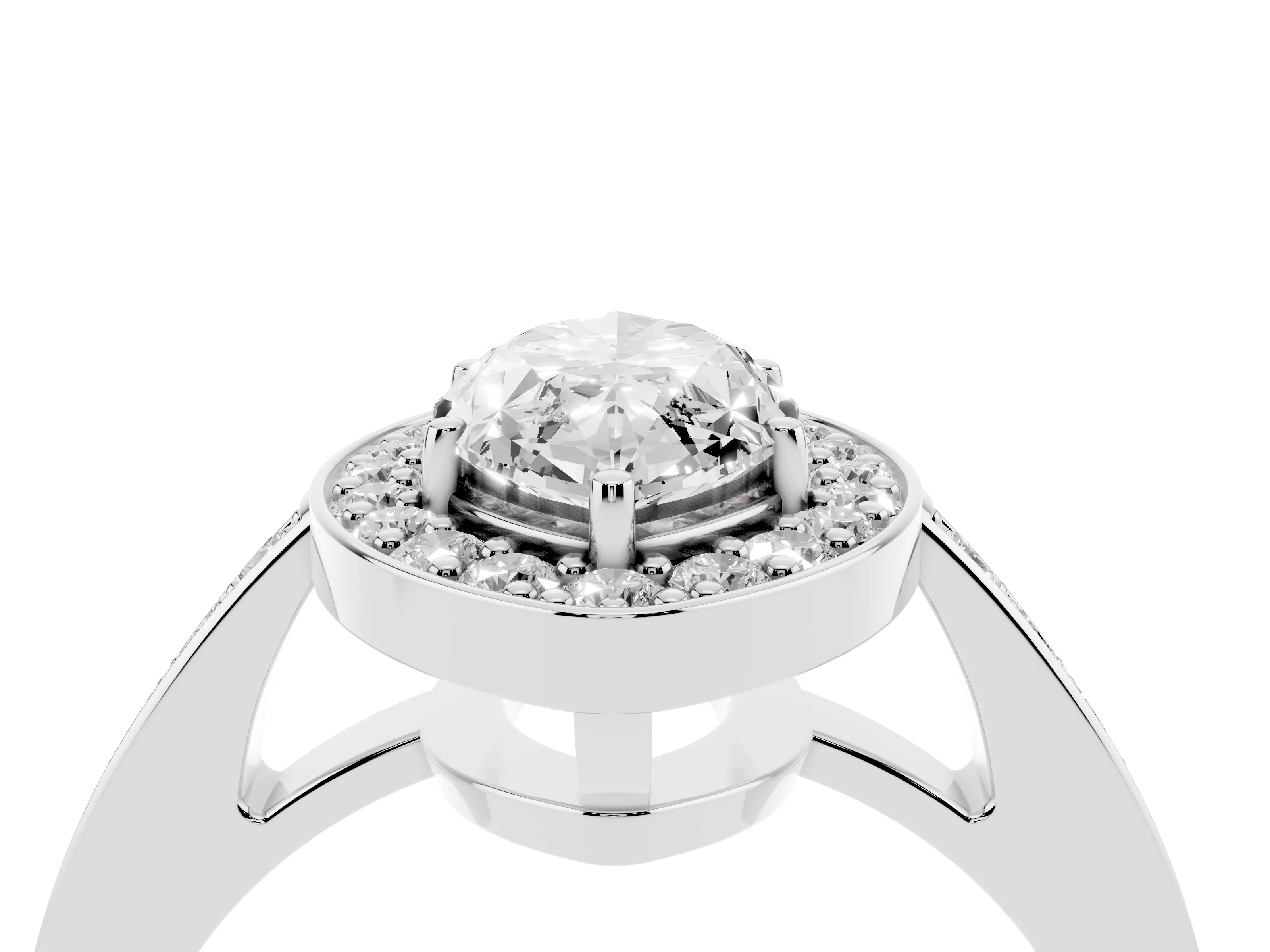Marquise Cut Diamond Halo Pavé Engagement Ring Set in Silver with Bezel Setting