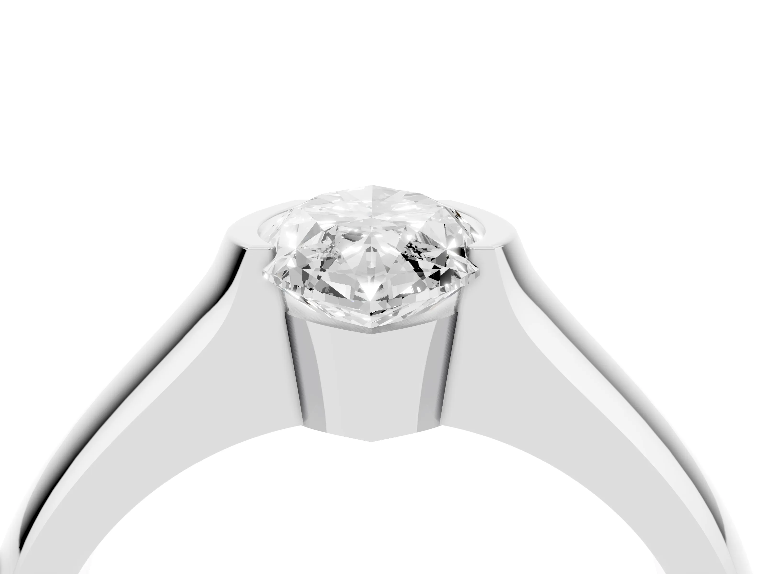Marquise Cut Diamond Bezel Solitaire Ring Set in White gold with Wide Band