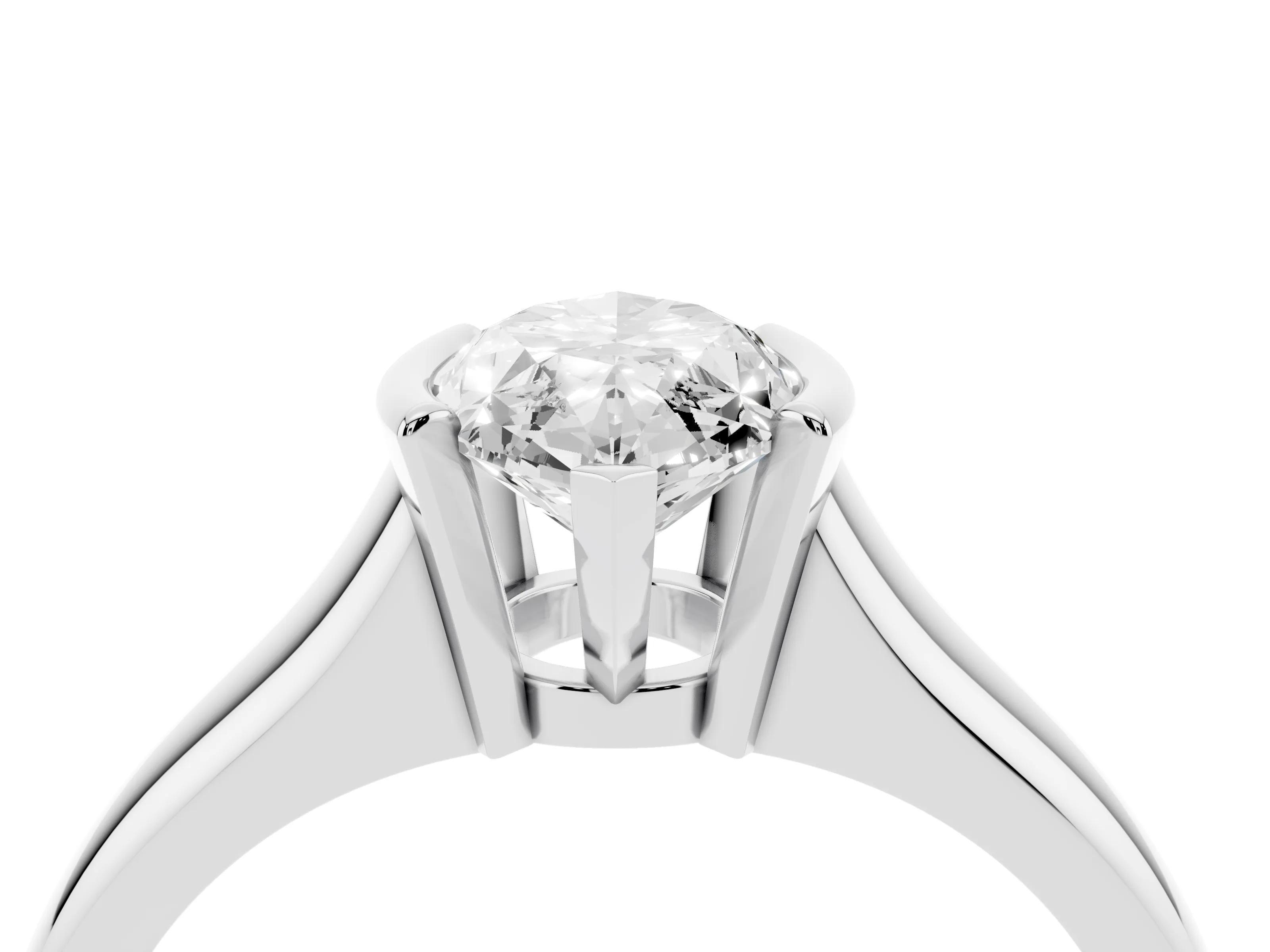 Marquise Cut Diamond Solitaire Tension Set Ring Set in White gold with Split Shank Band