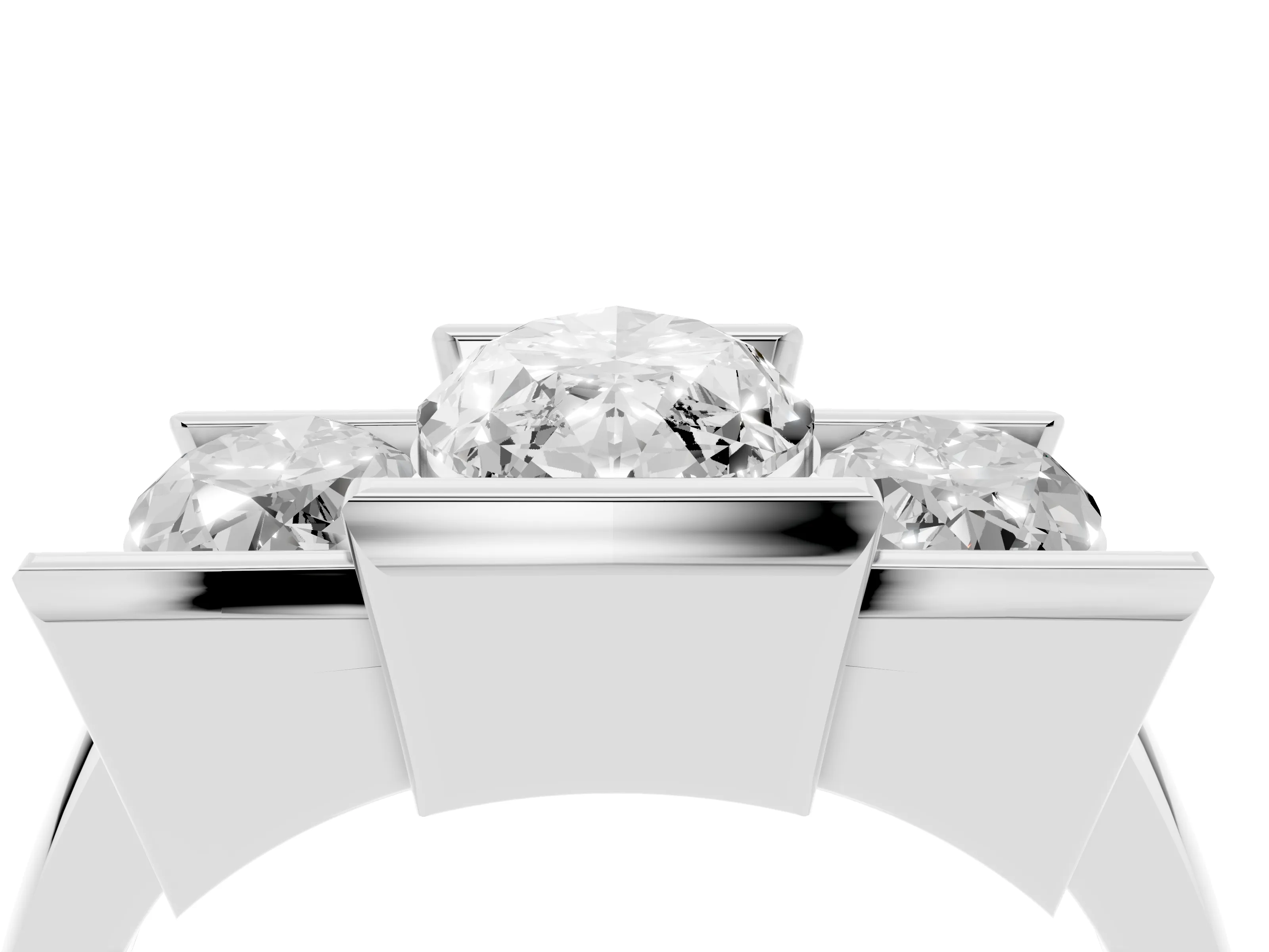 Marquise Cut Diamond Three-Stone Channel Set Ring Set in White gold with Smooth Polished Band