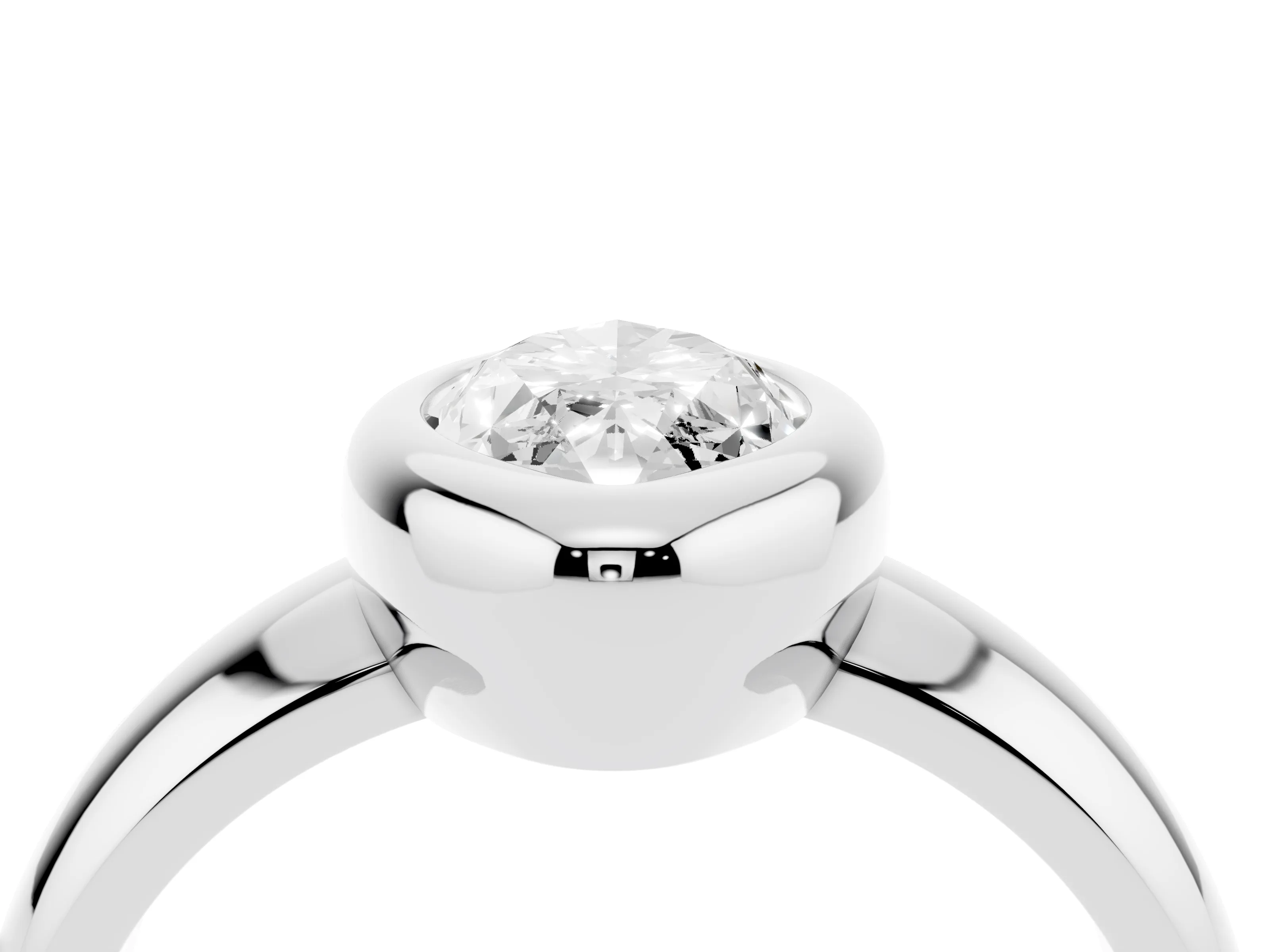 Bezel Set Marquise Cut Diamond Solitaire Ring Set in Silver with Wide Band