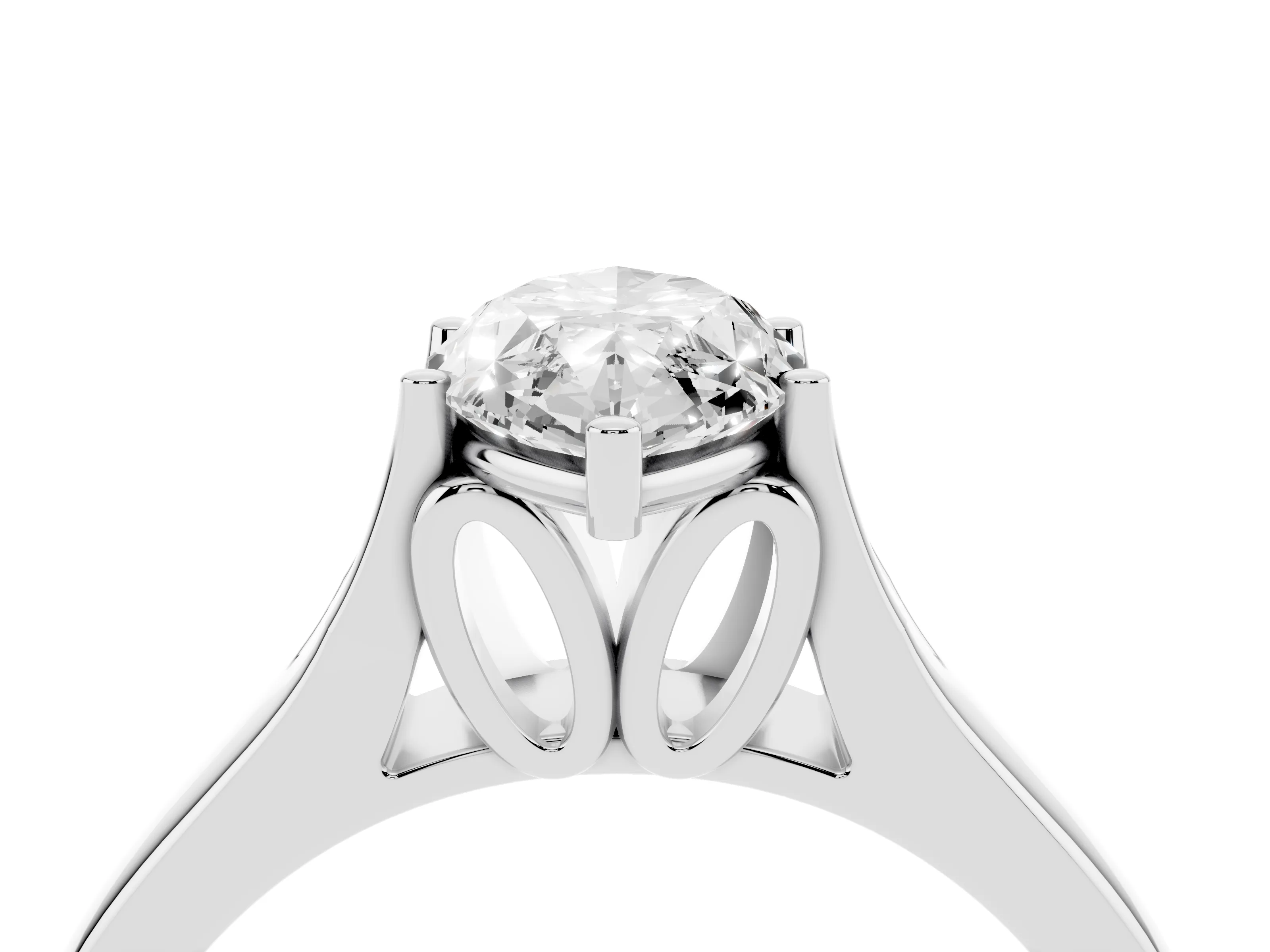 Marquise Cut Diamond Solitaire Ring Set in White gold with Arched Cathedral Band and Prong Setting