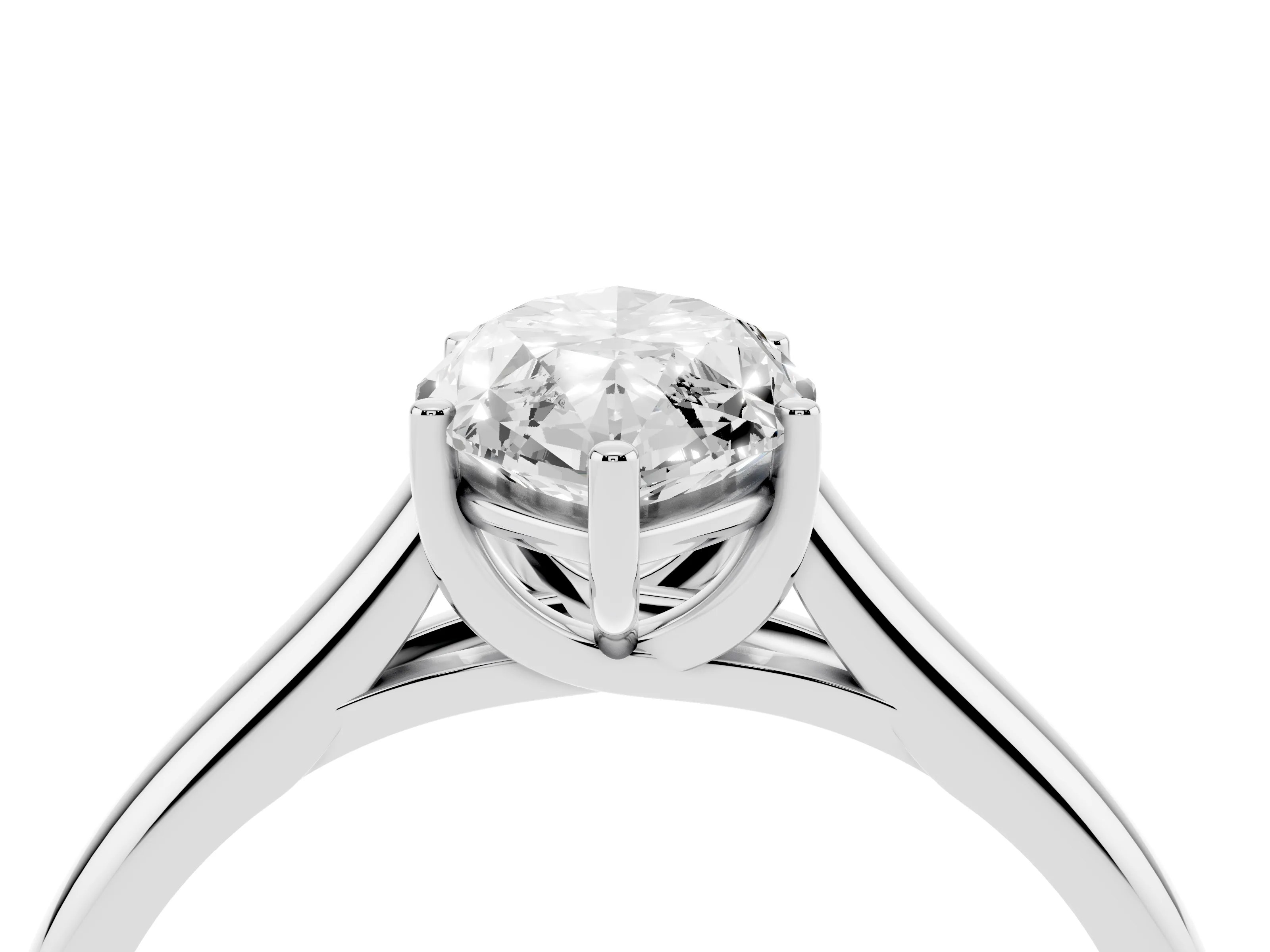 Marquise Cut Diamond Solitaire Engagement Ring Set in White gold with Subtly Tapered Band and Prong Setting