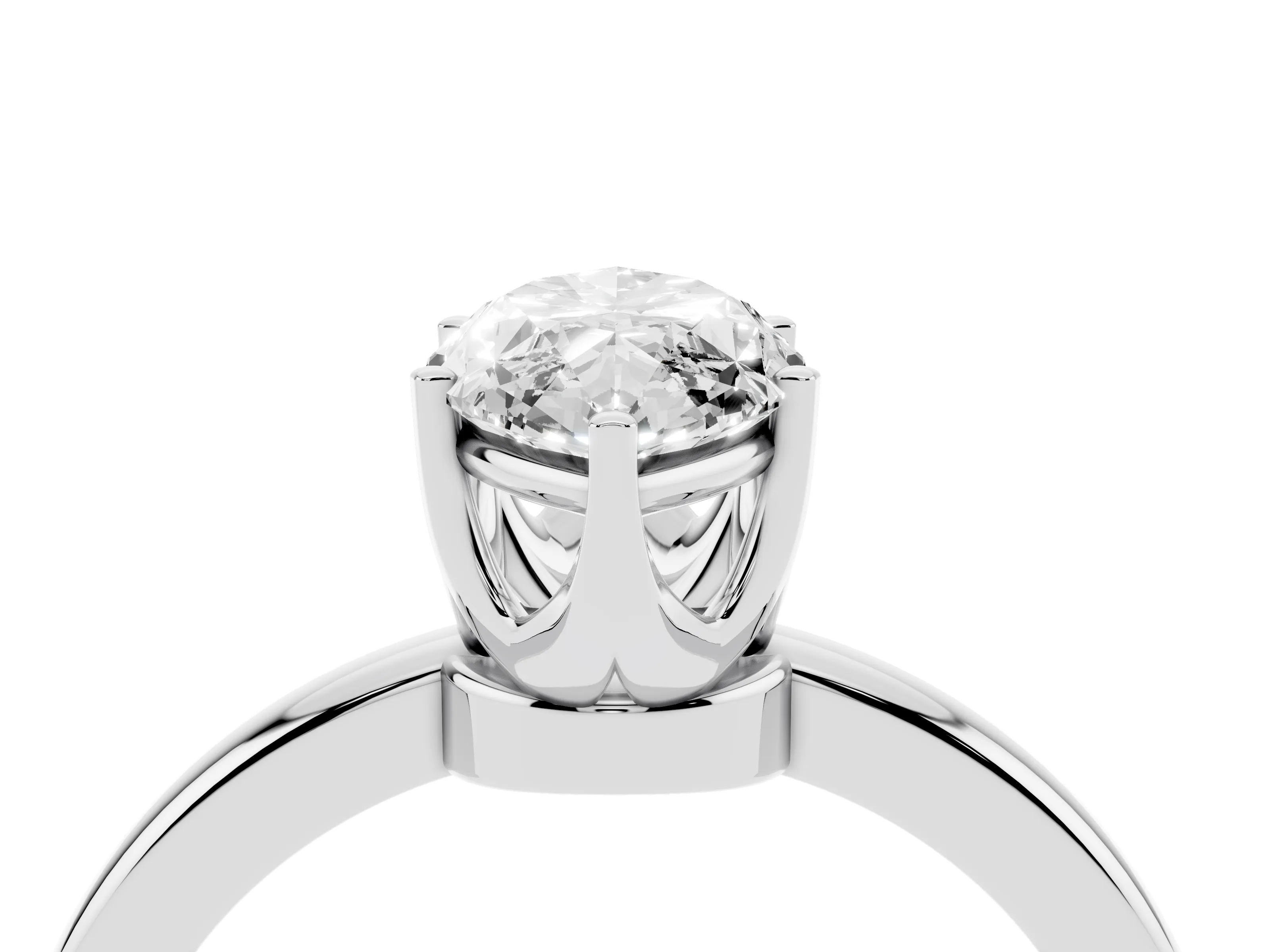 Marquise Cut Diamond Solitaire Ring Set in Silver with Raised Prong Setting on a Classic Band