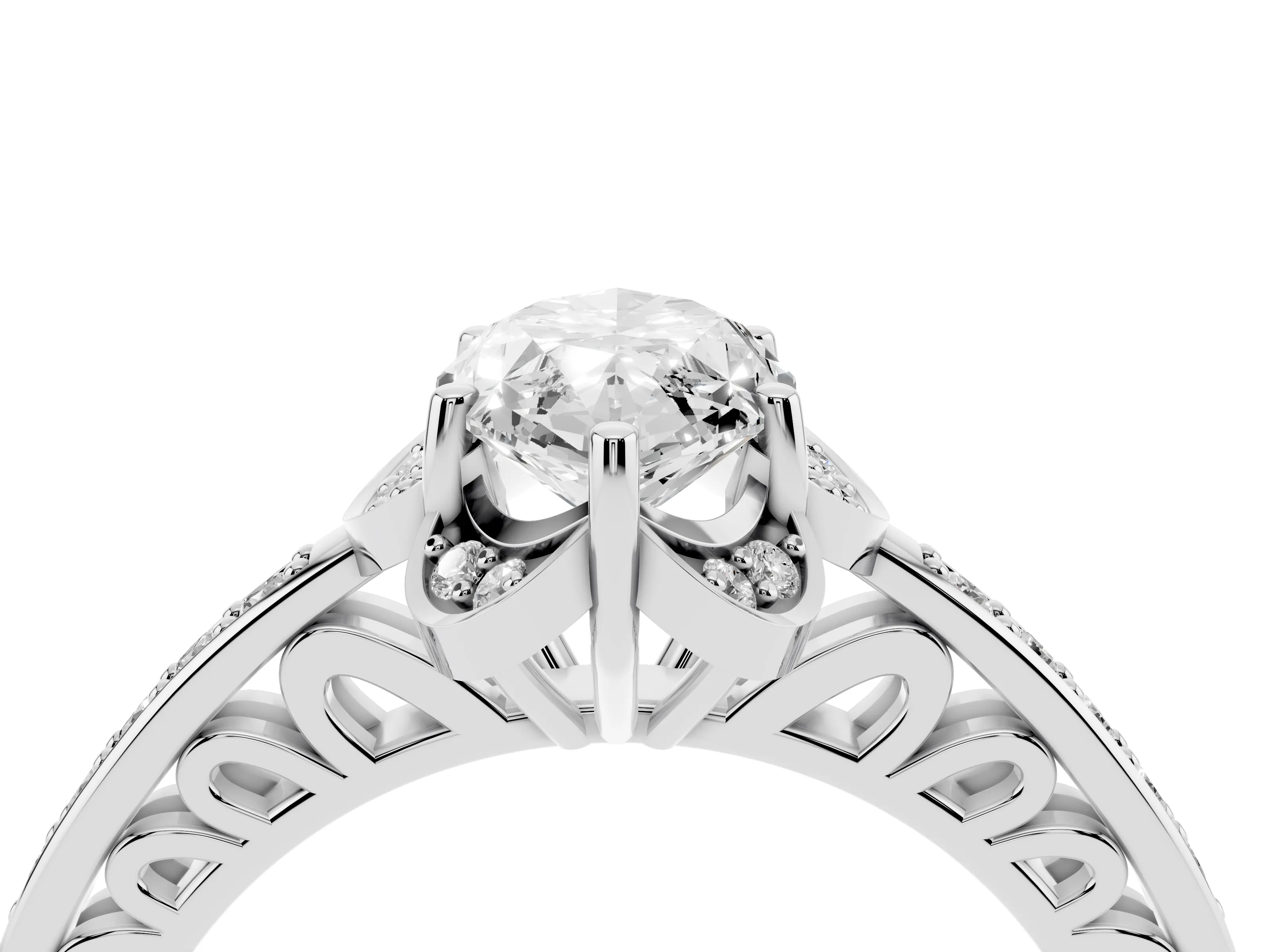 Marquise Cut Diamond Halo Ring Set in White gold with Channel Set Band and Prong Setting