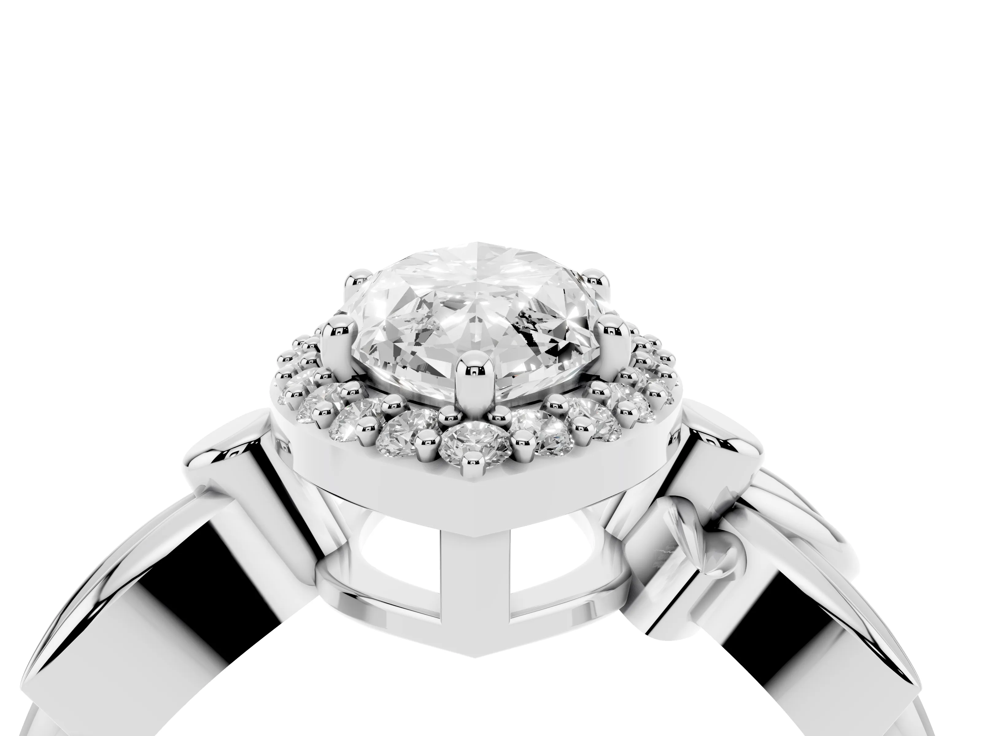 Marquise Cut Diamond Halo Floral Band Ring Set in Silver with Prong Setting