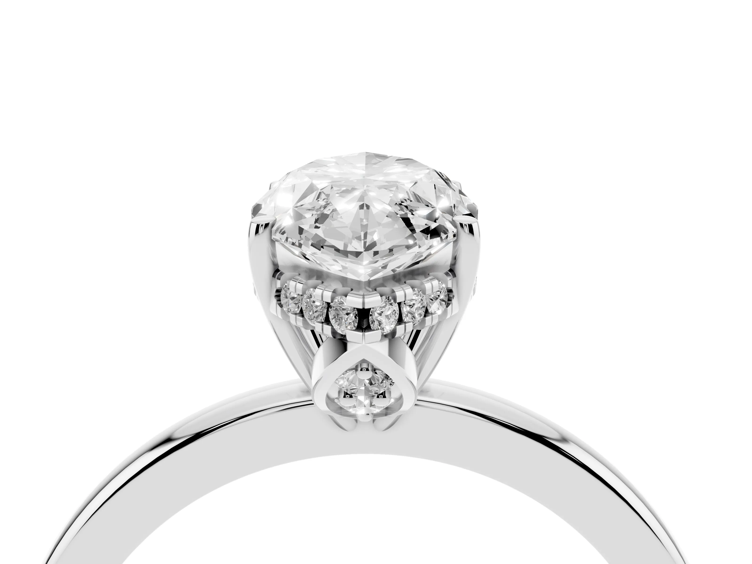 Marquise Cut Diamond Solitaire Ring Set in Silver with Plain Band and Prong Setting