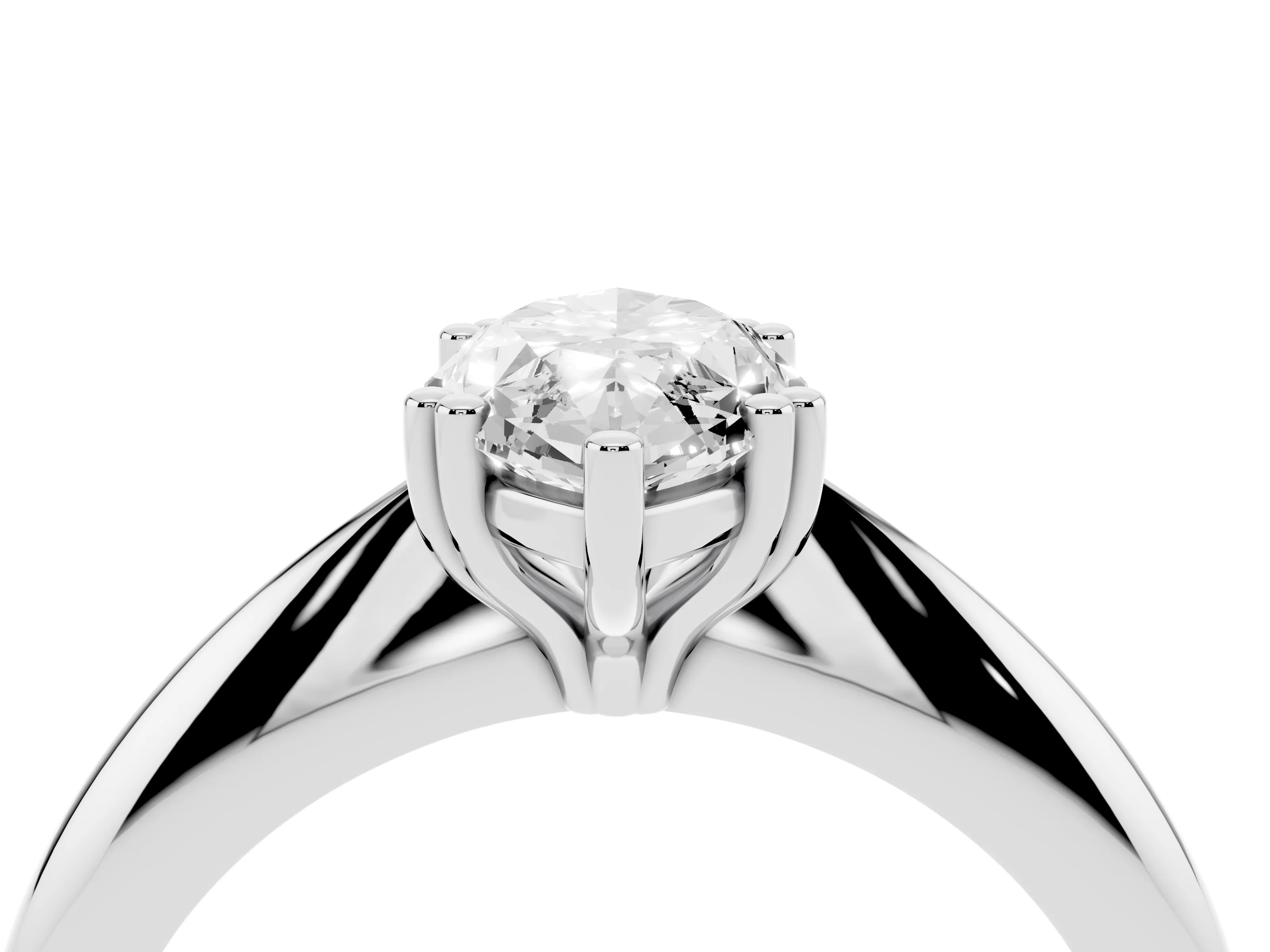 Marquise Cut Diamond Solitaire Engagement Ring Set in Silver with Tapered Band and Prong Setting