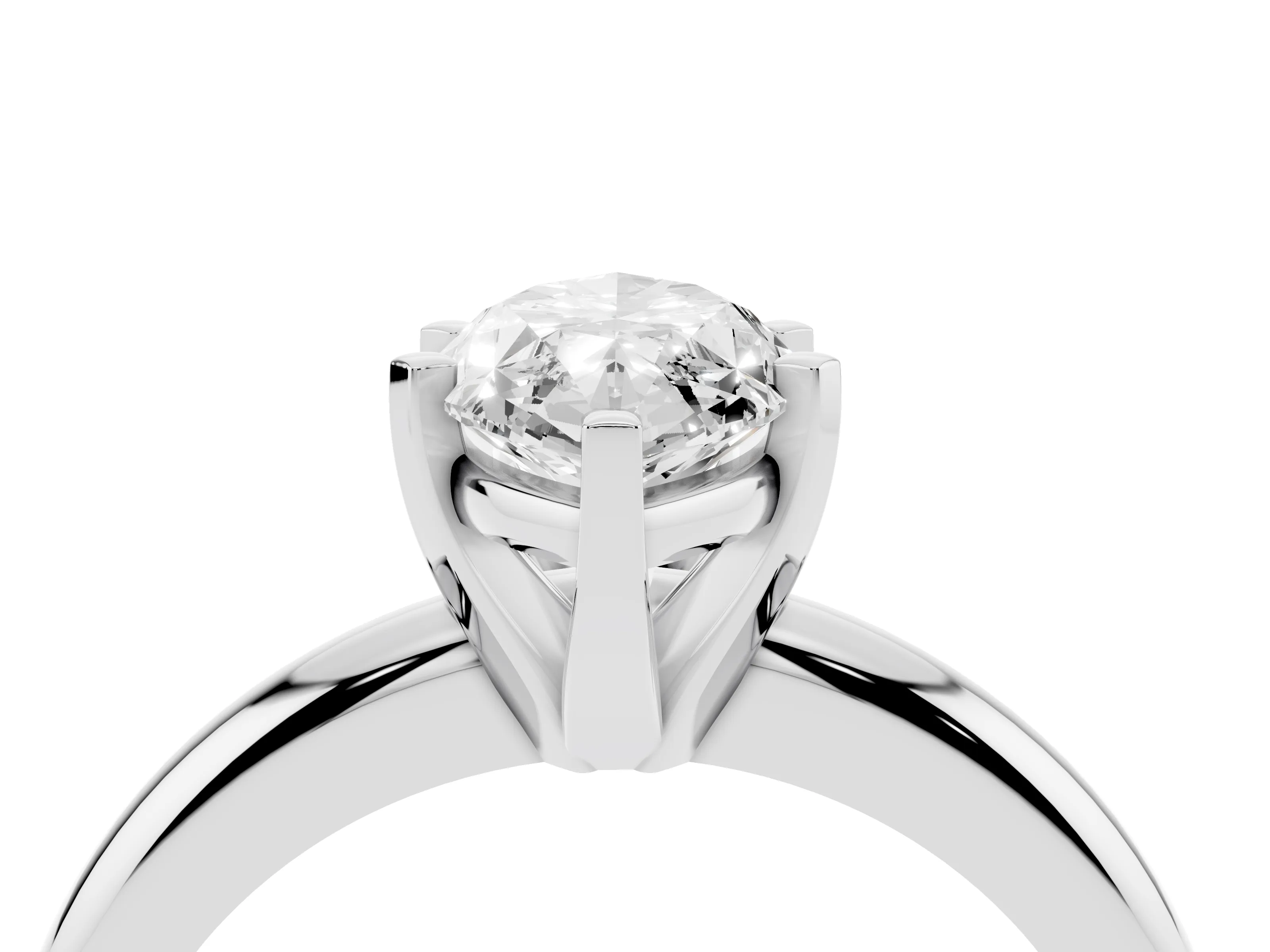 Marquise Cut Diamond Solitaire Engagement Ring Set in White gold with Round Band and Prong Setting