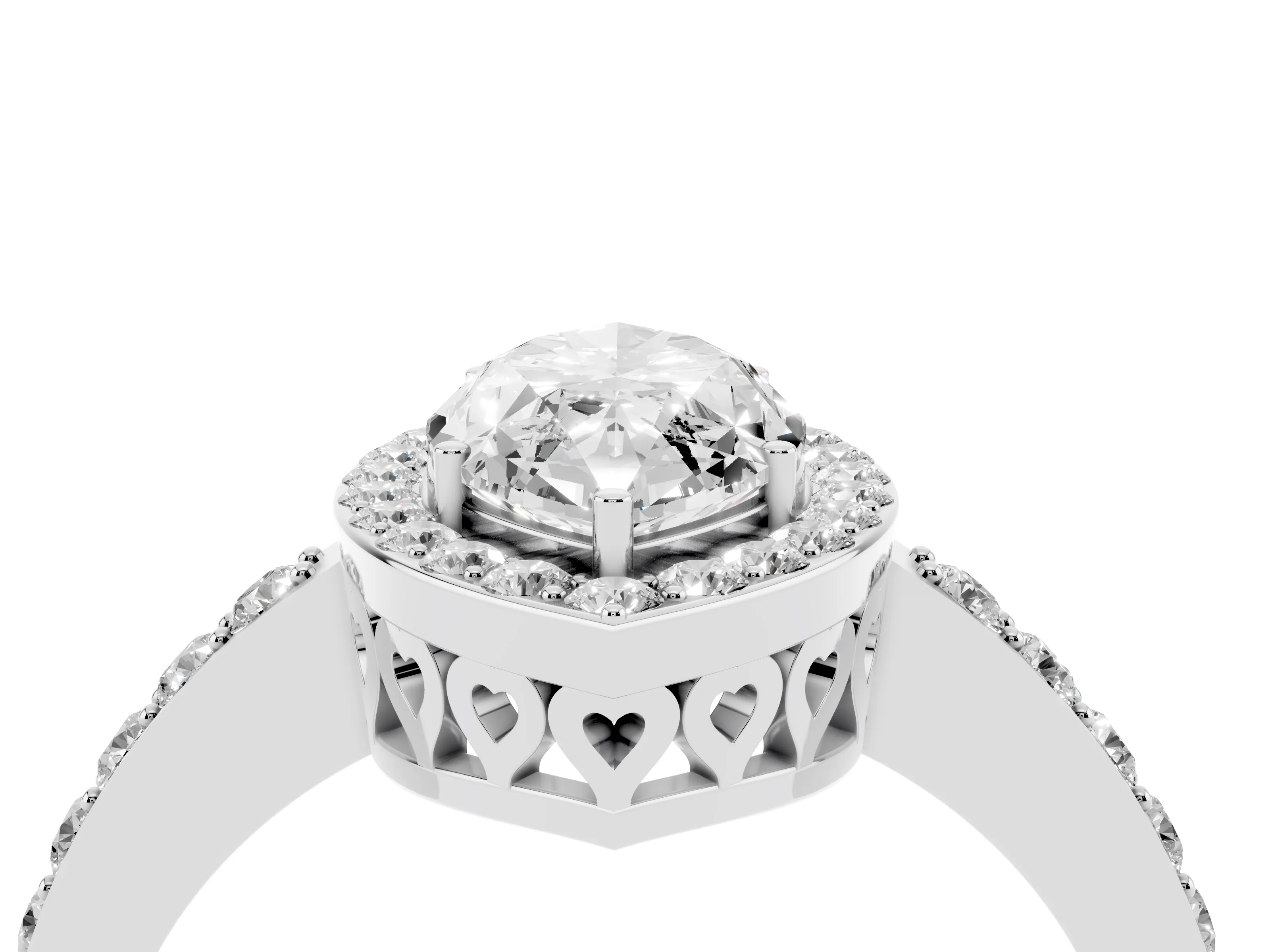 Marquise Cut Diamond Halo Ring Set in Silver with Pavé-Setting Band and Open Prong Center