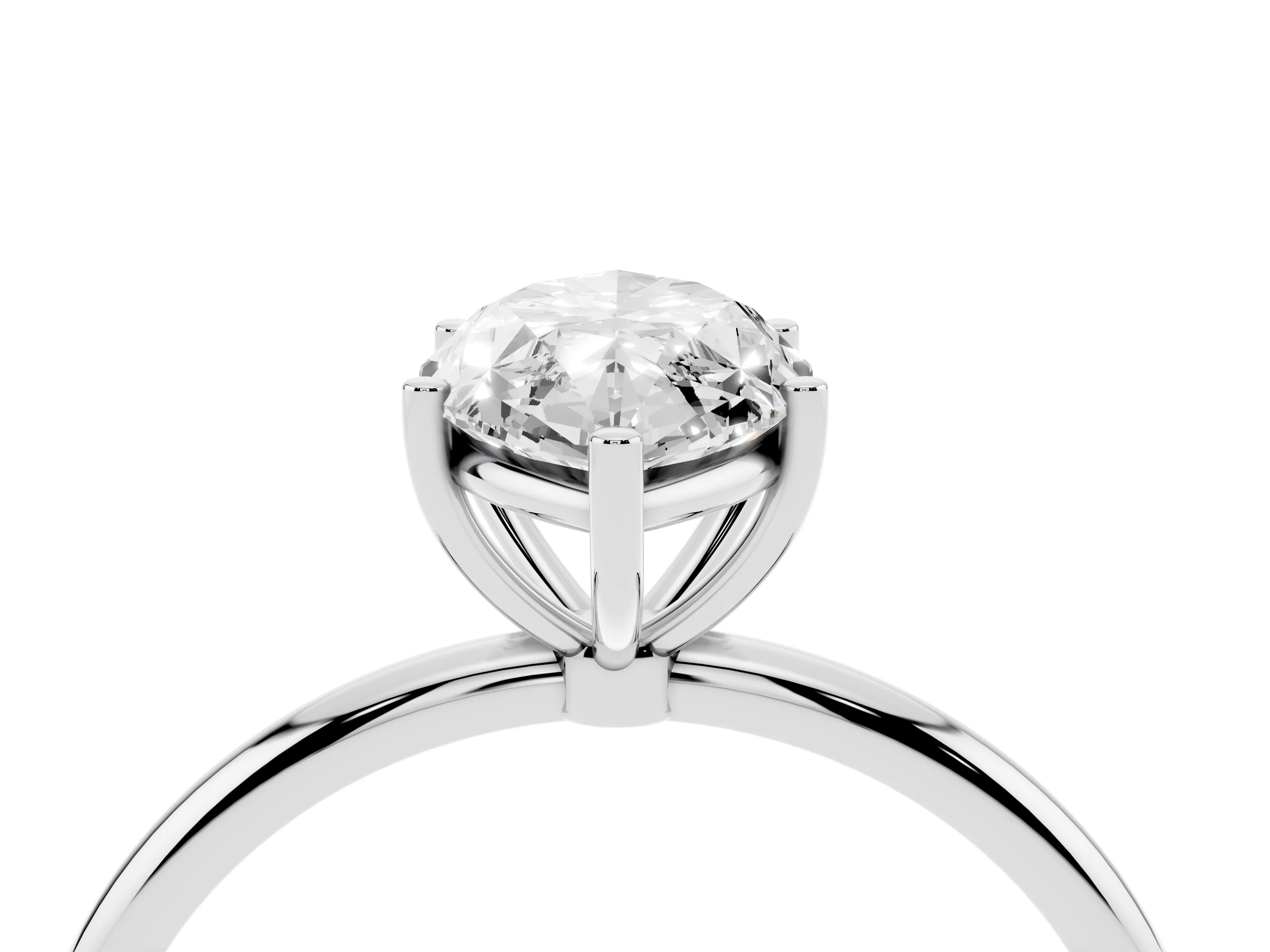 Marquise Cut Diamond Solitaire Engagement Ring Set in White gold with Thin Band and Prong Setting