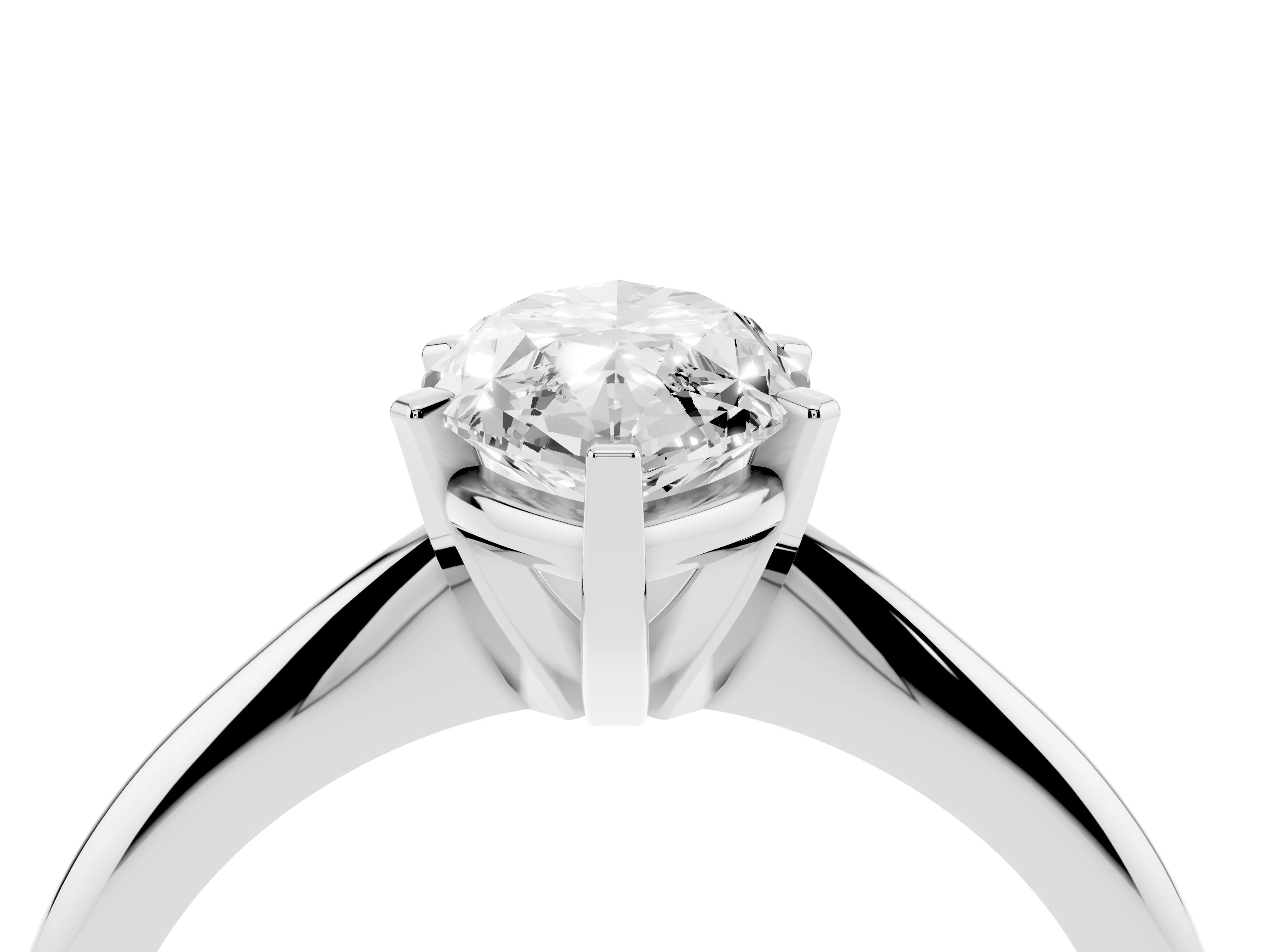 Marquise Cut Diamond Solitaire Ring Set in Platinum with Prong Setting on a Plain Round Band