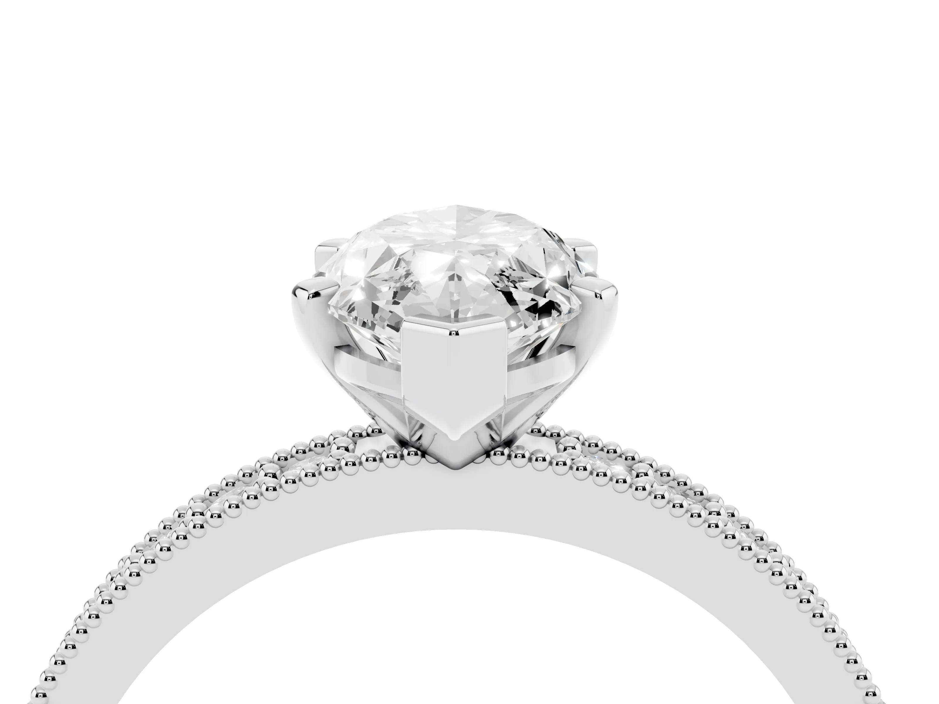 Marquise Cut Diamond Milgrain Pavé Engagement Ring Set in Silver with Prong Setting